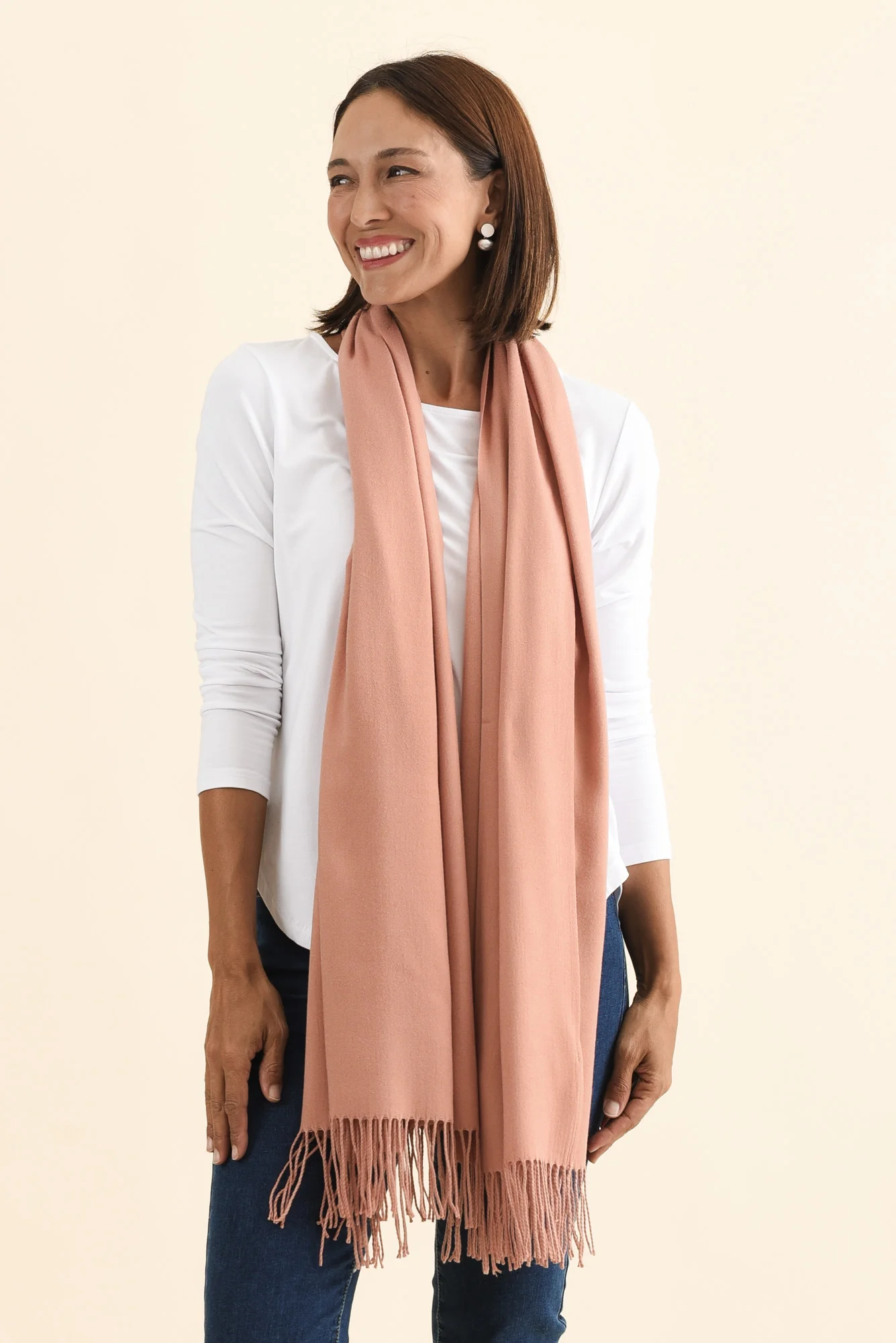 Heta Deep Blush Cotton Pashmina Scarf - Image 2