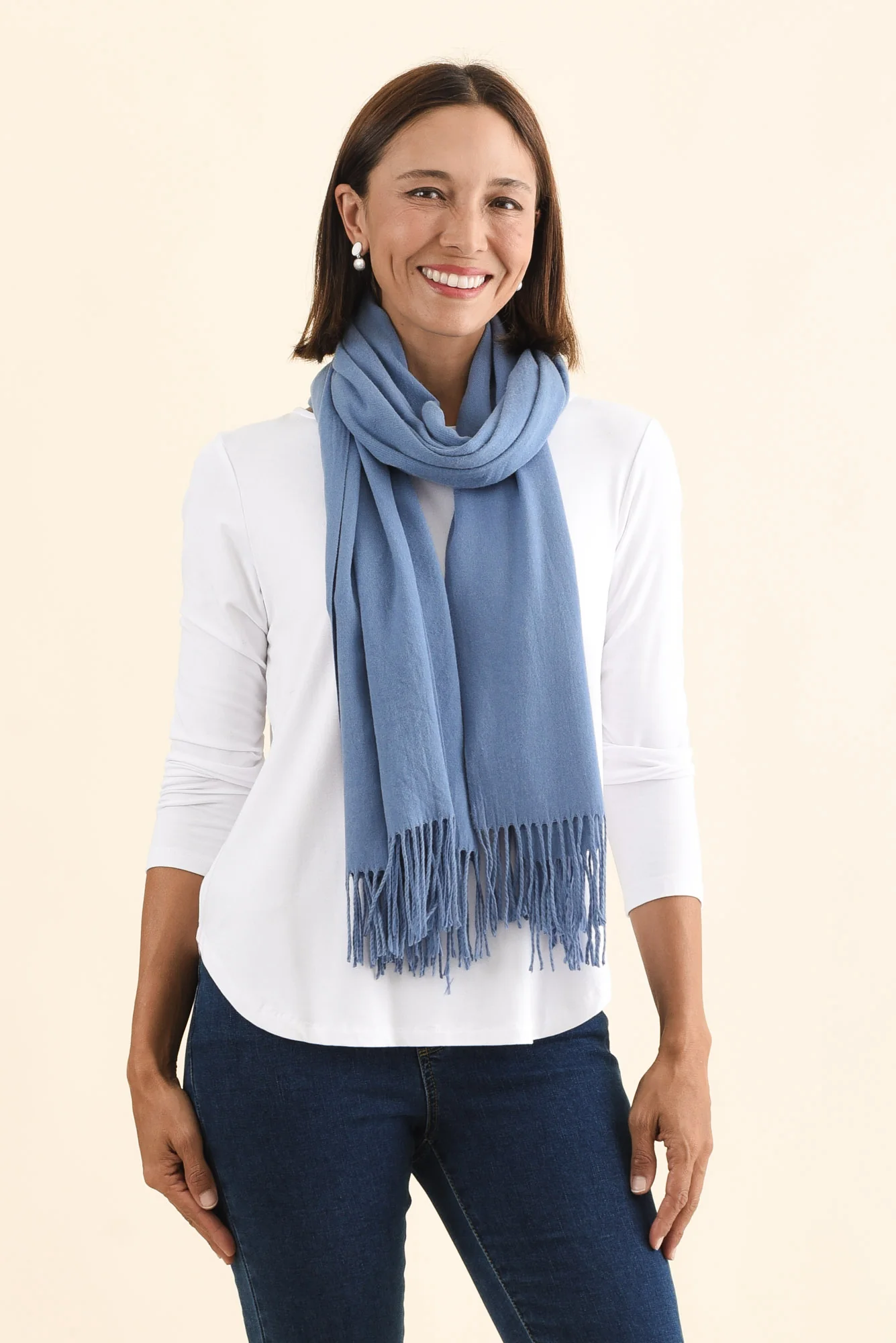 Heta Powder Blue Cotton Pashmina Scarf - Image 3