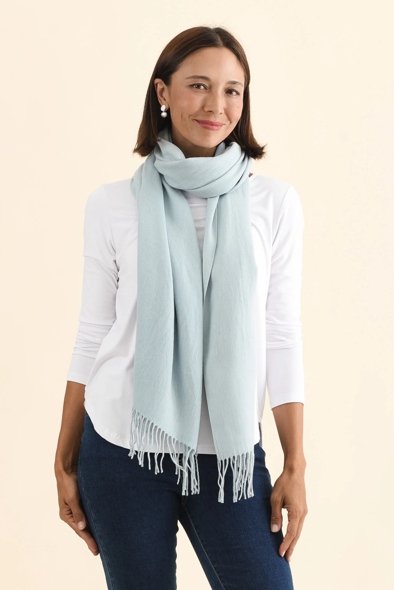 Heta Sky Blue Cotton Pashmina Scarf - Image 3