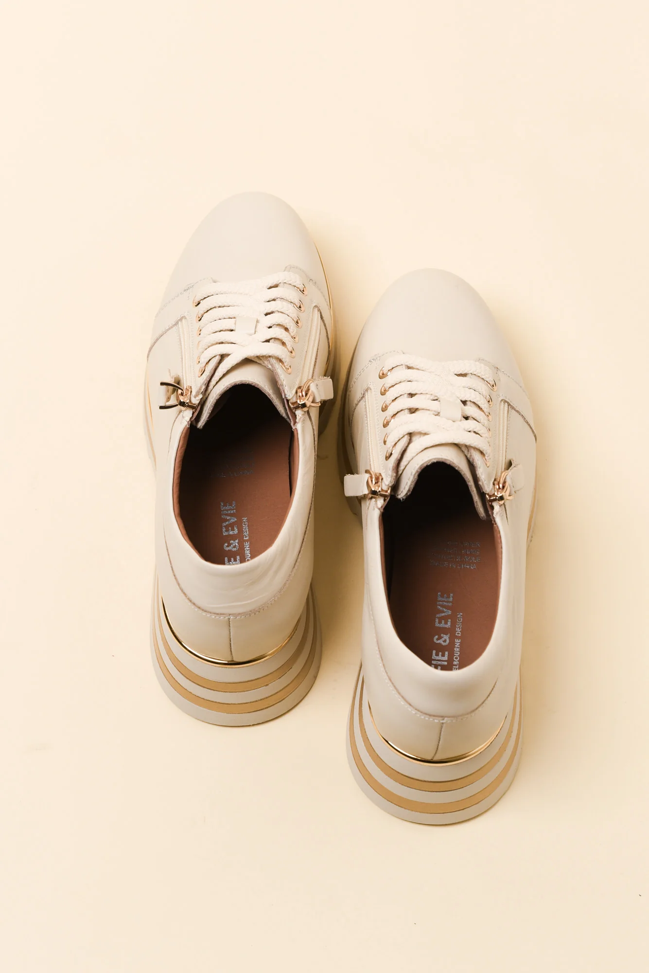 Hosting Cream Stripe Leather Platform Sneaker - Image 4