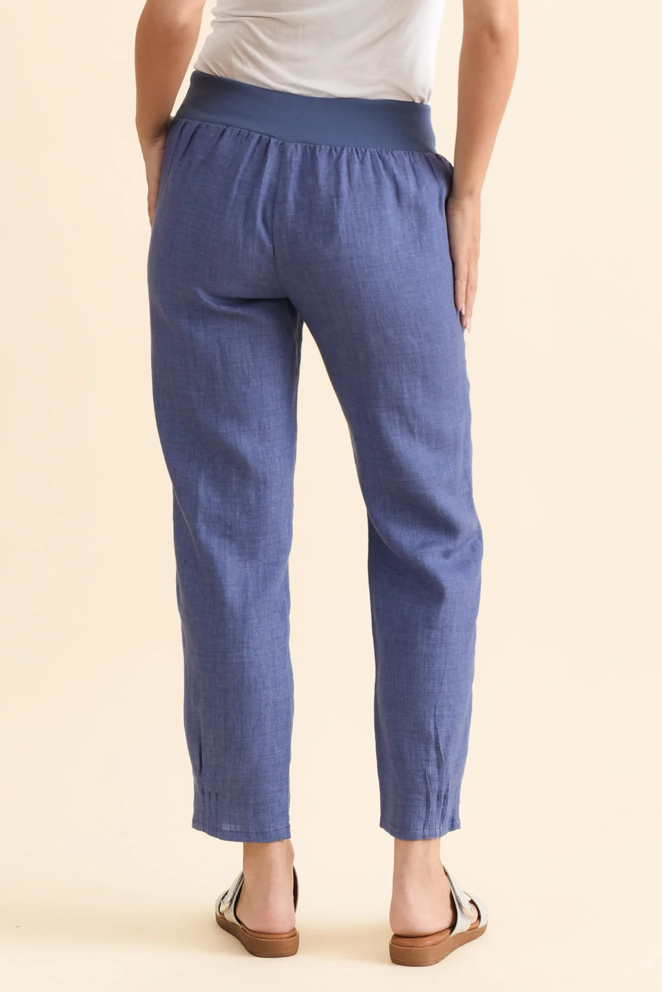 Hudson Dark Blue Linen Pocket Pants - Image 3