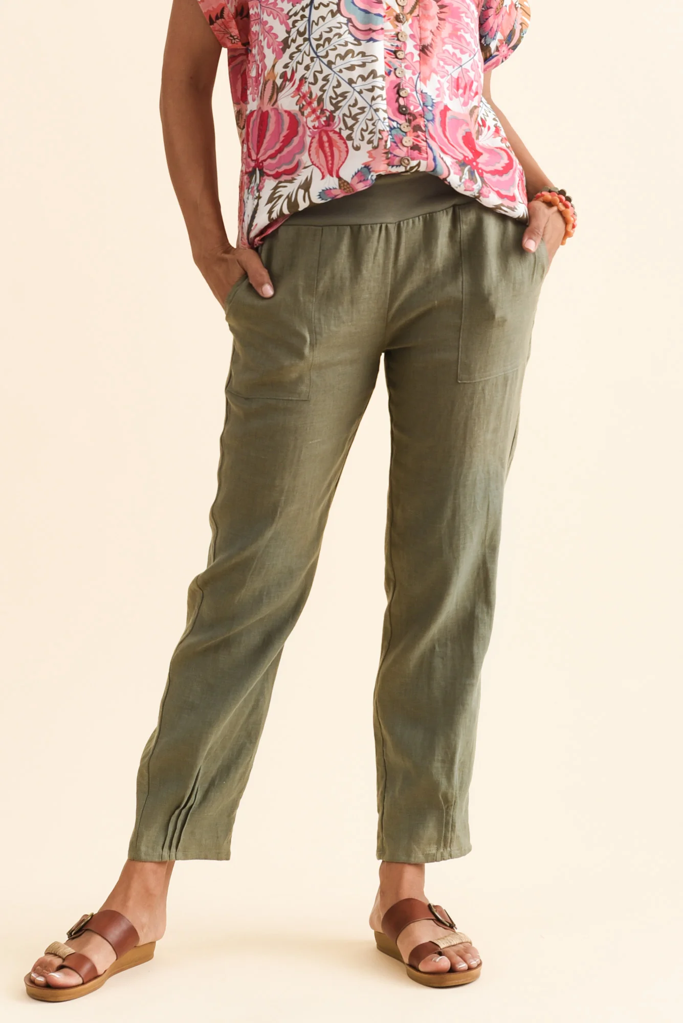 Hudson Olive Linen Pocket Pants