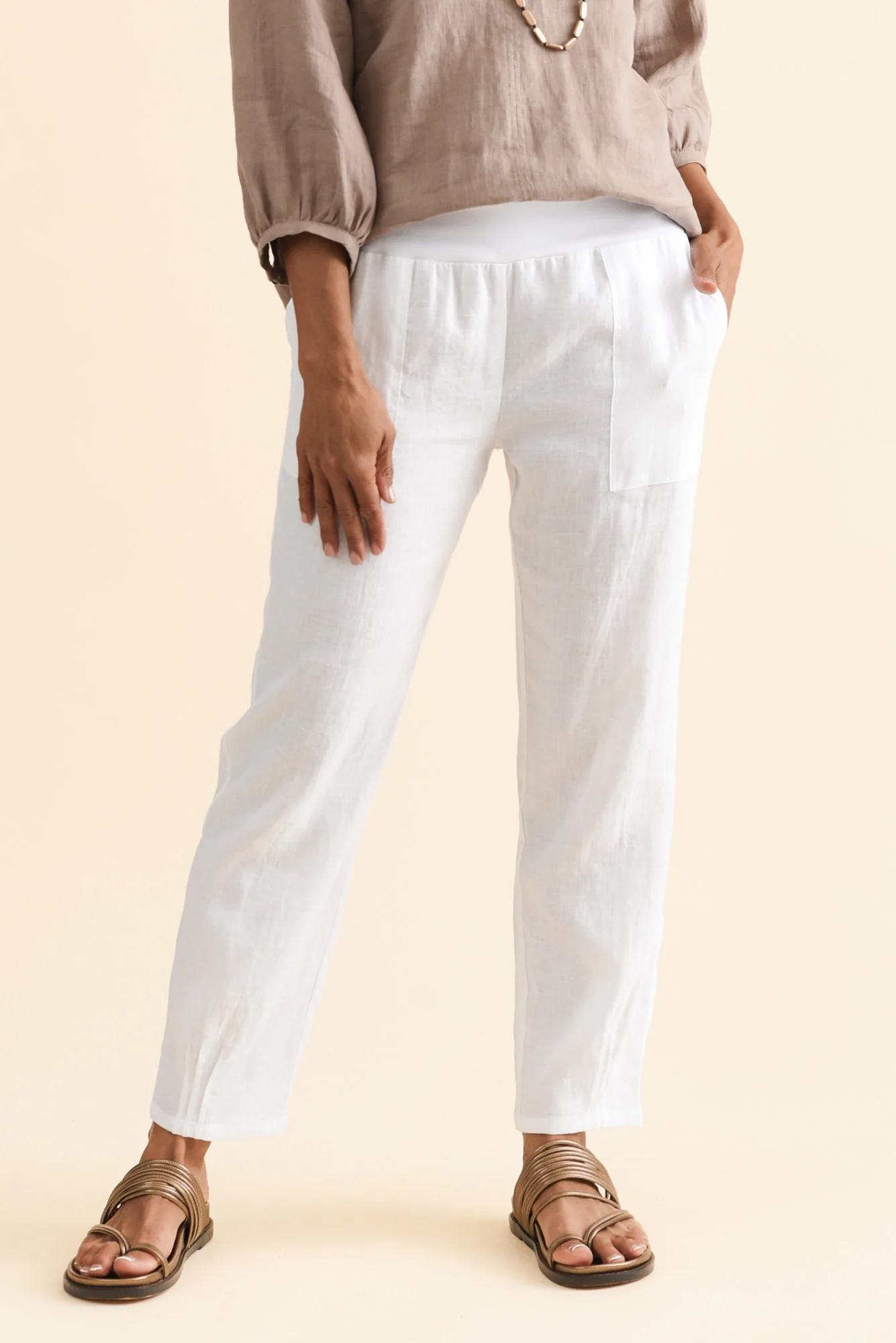 Hudson White Linen Pocket Pants