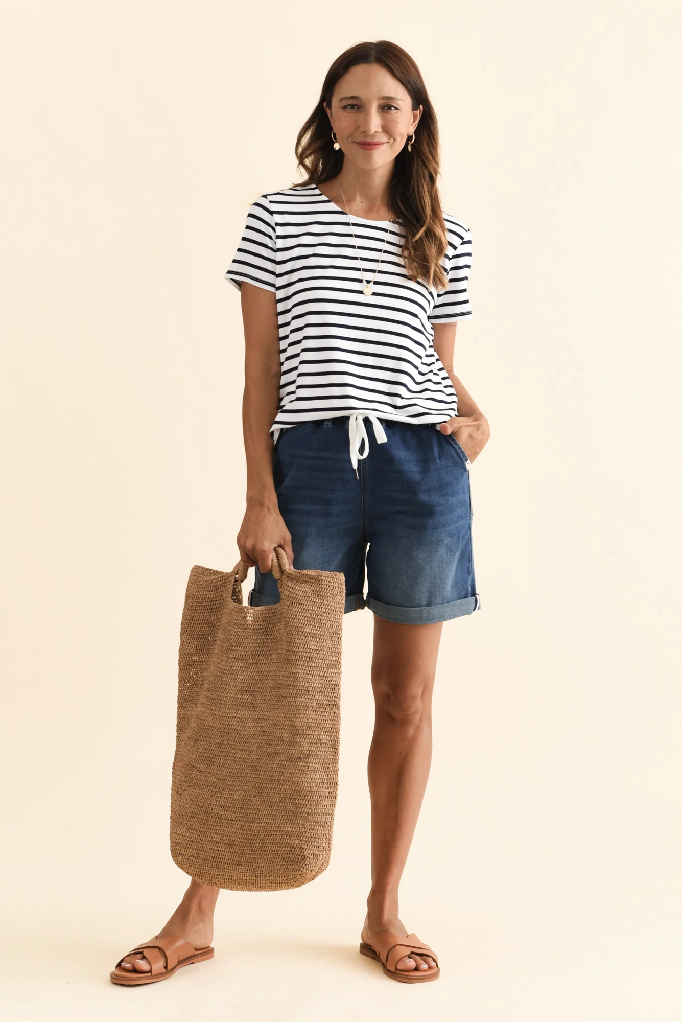 Hugo Blue Denim Drawstring Shorts - Image 3