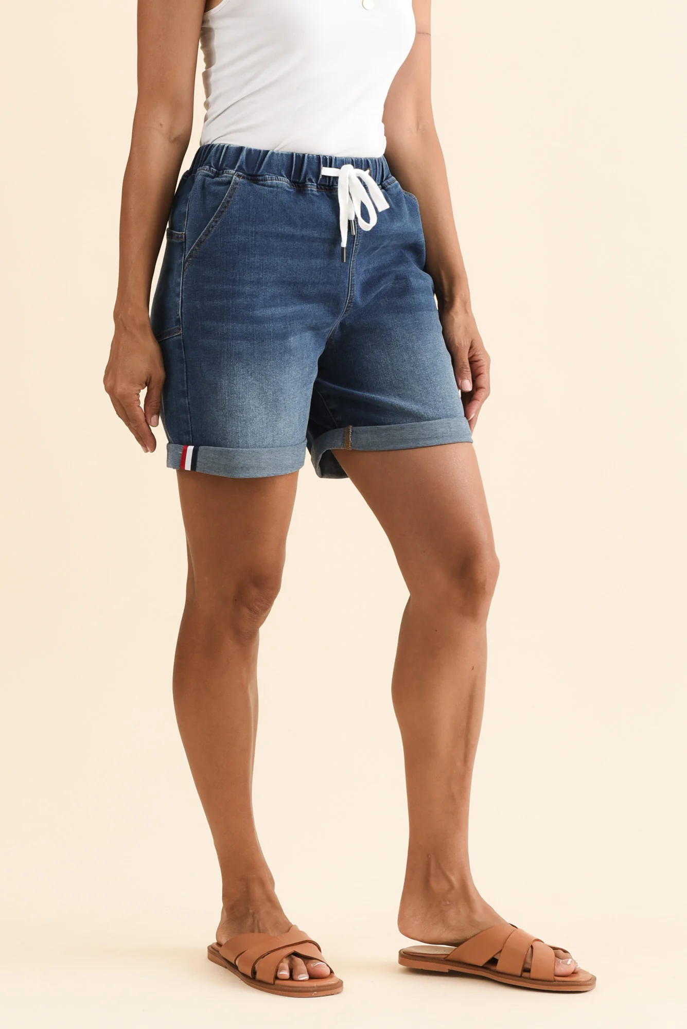 Hugo Blue Denim Drawstring Shorts - Image 4