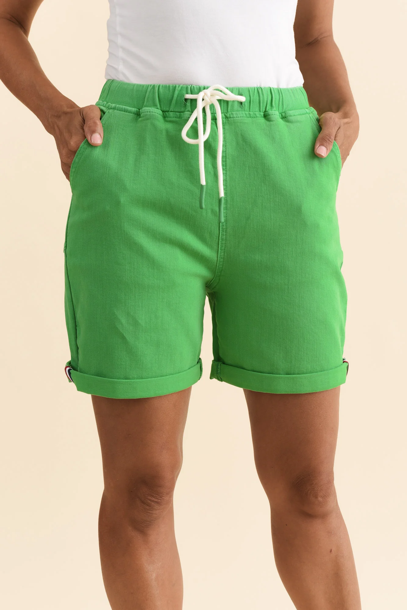 Hugo Green Denim Drawstring Shorts - Image 5
