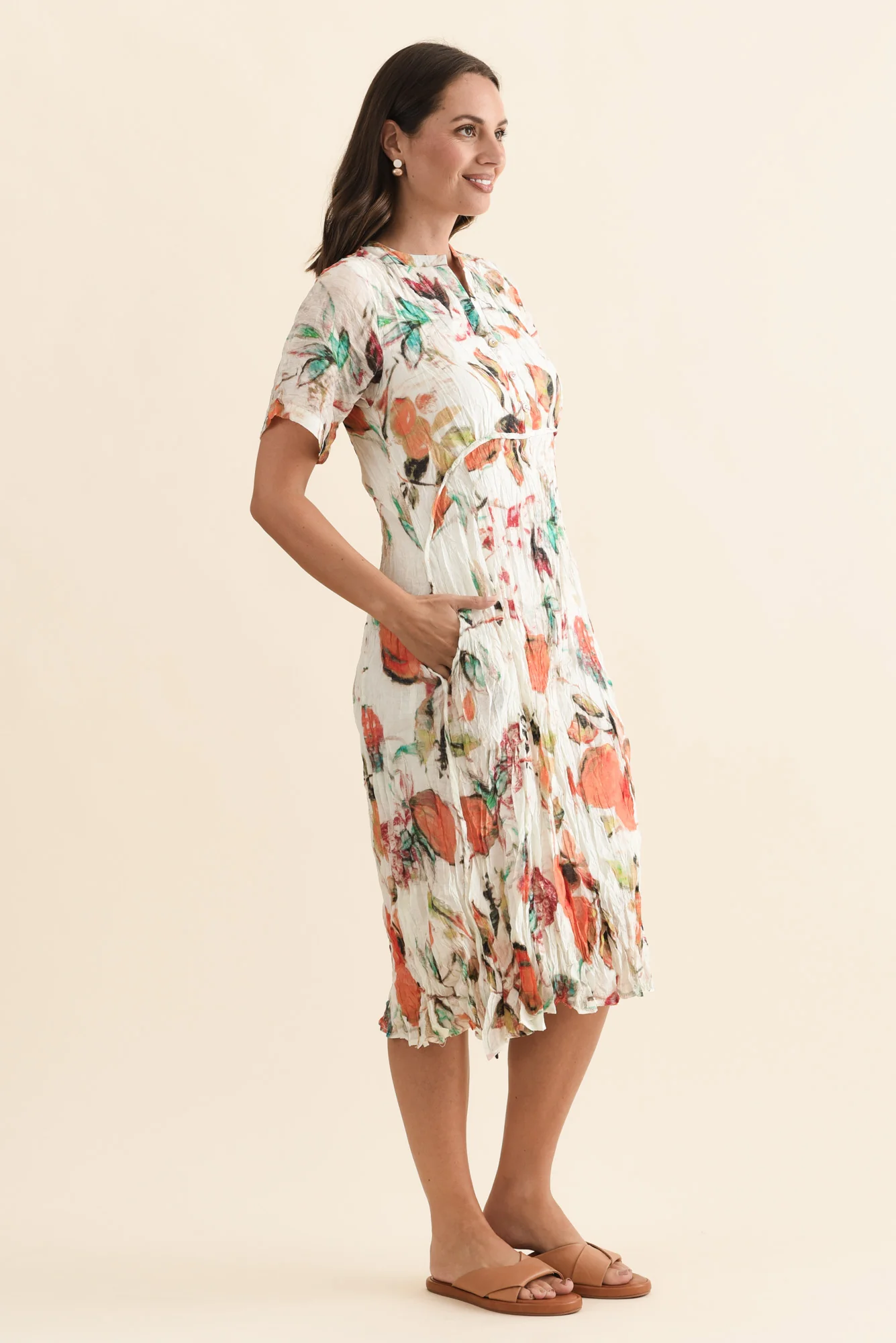 Idalina Orange Harvest Pocket Dress - Image 3