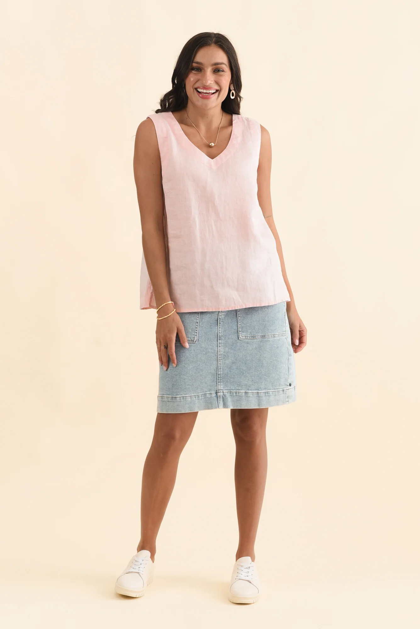 Inez Blush Linen Tank - Image 2