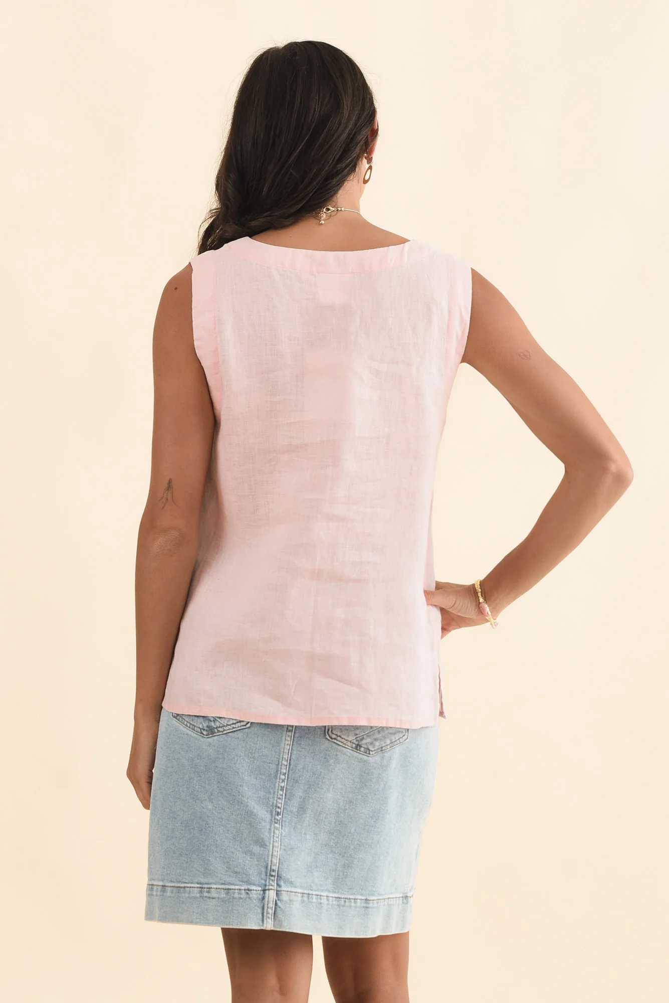 Inez Blush Linen Tank - Image 4