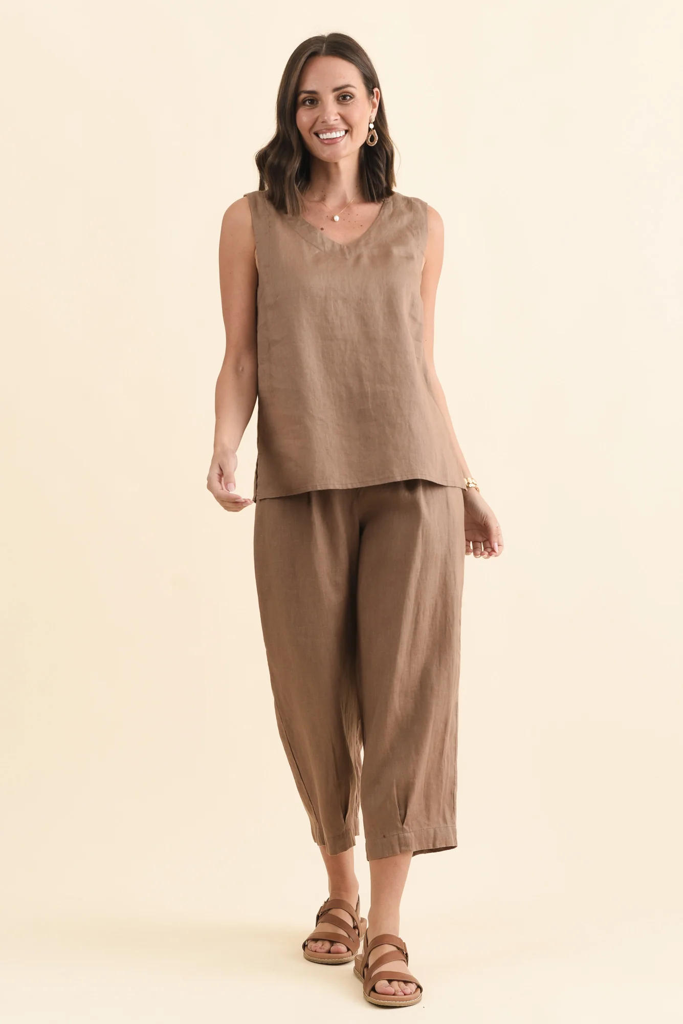 Inez Mocha Linen Tank - Image 6