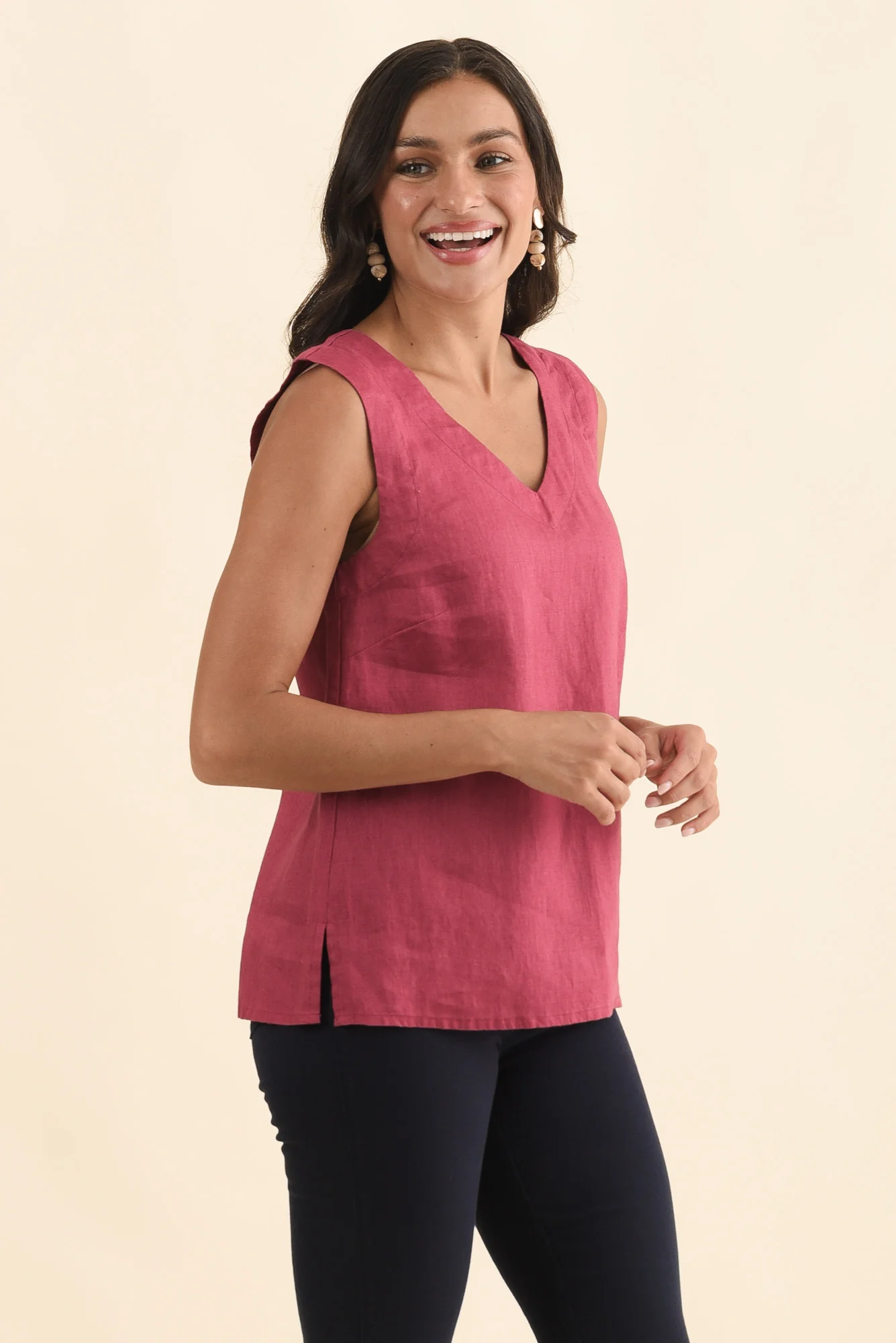 Inez Pink Linen Tank - Image 3