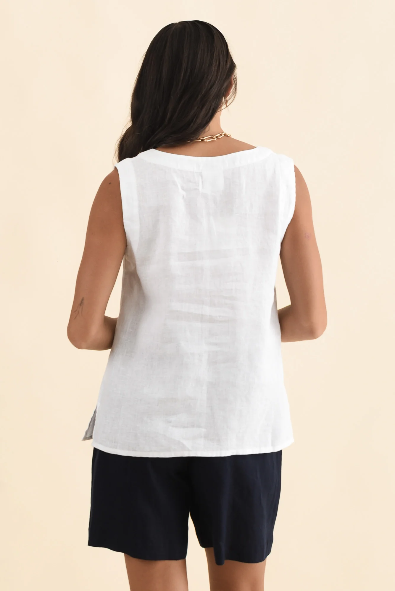 Inez White Linen Tank - Image 4