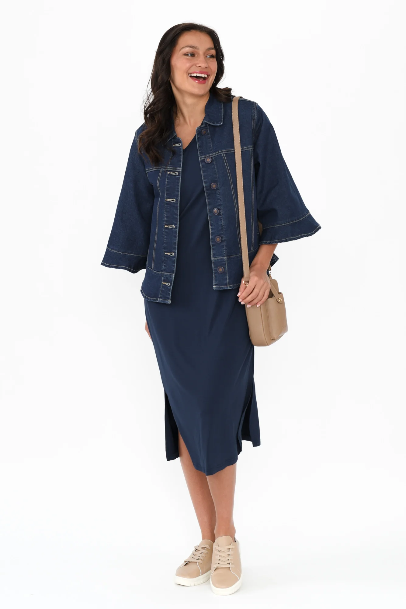Iris Blue Denim 3/4 Sleeved Jacket - Image 3