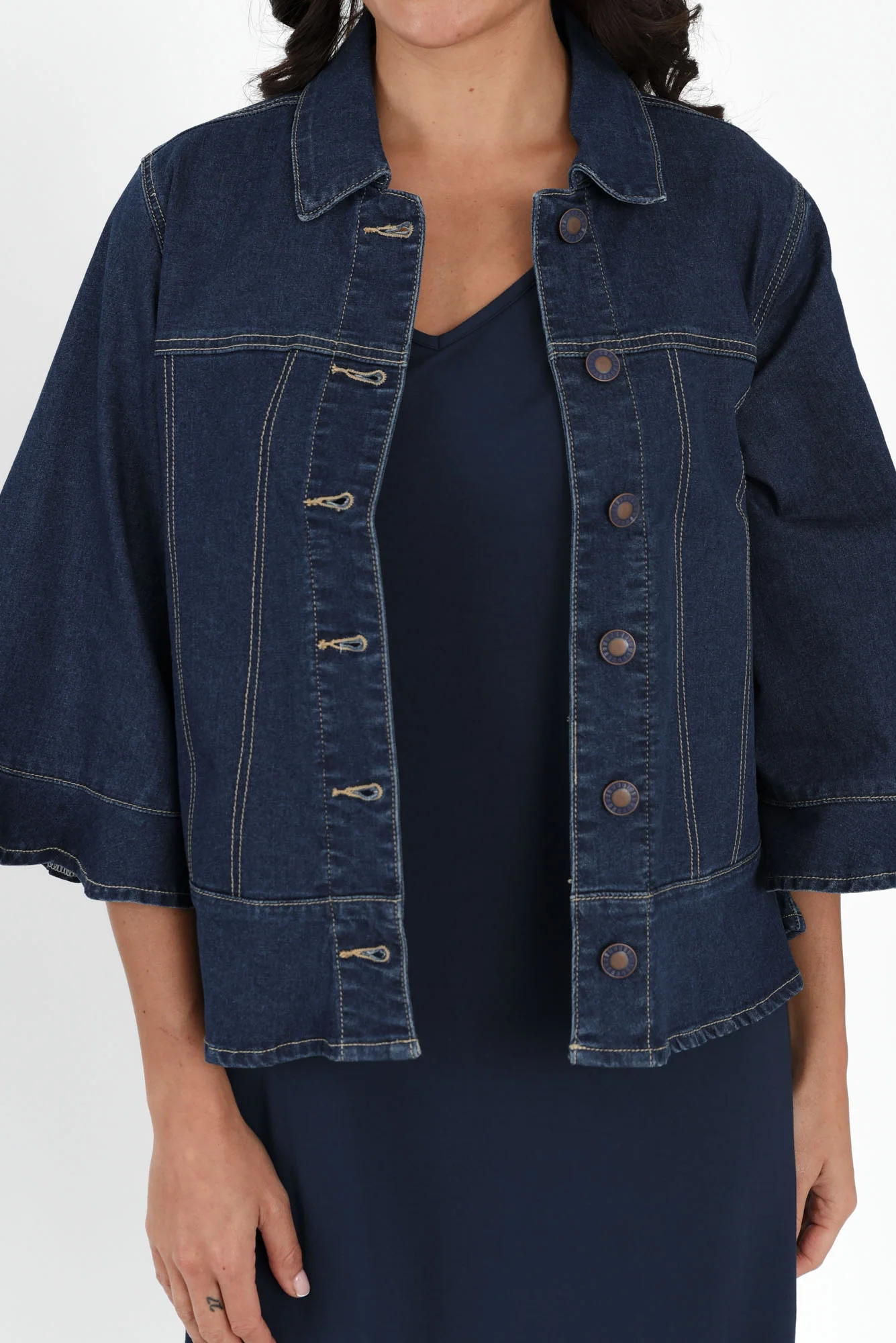 Iris Blue Denim 3/4 Sleeved Jacket - Image 6