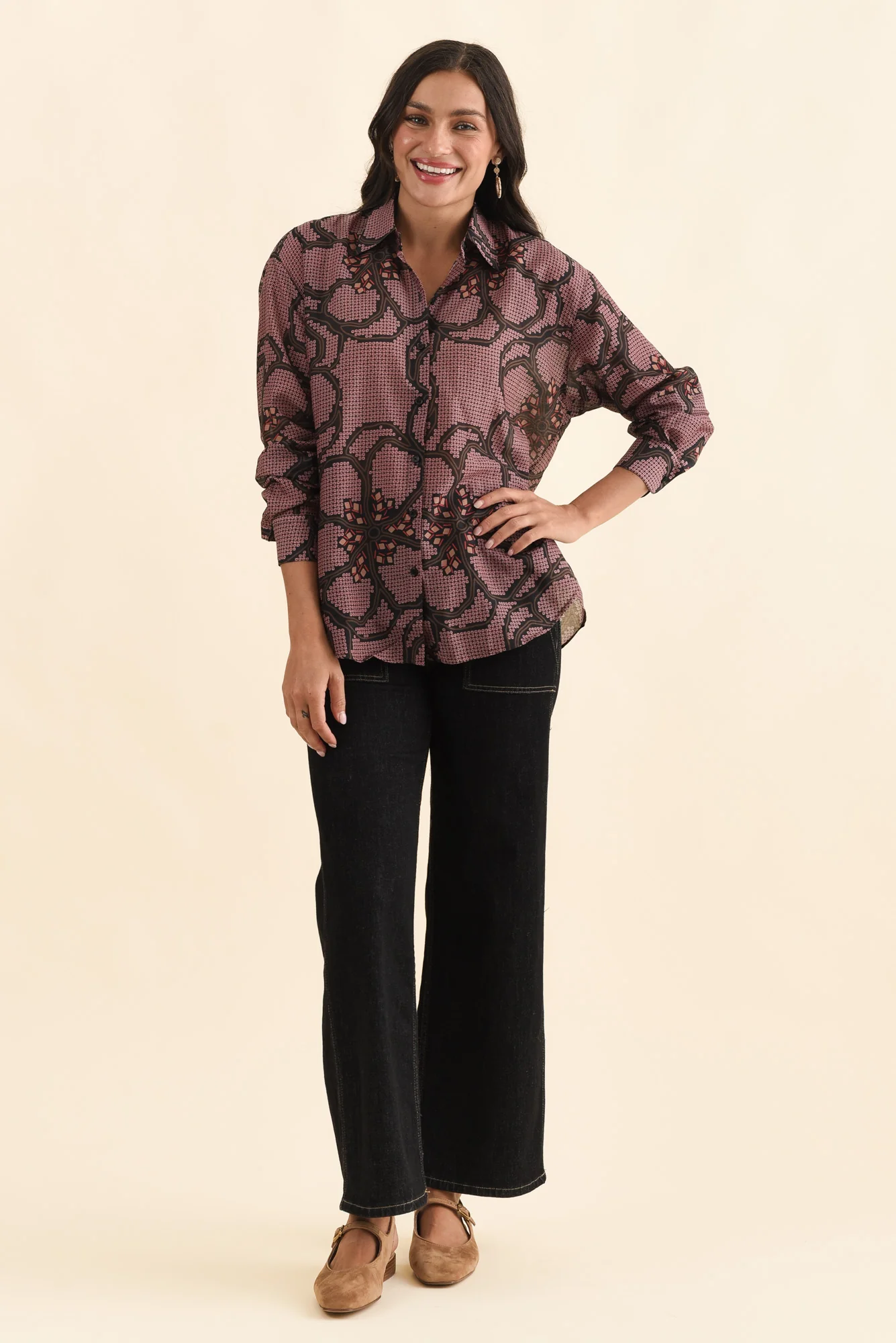Isa Pink Floral Cotton Silk Shirt - Image 2