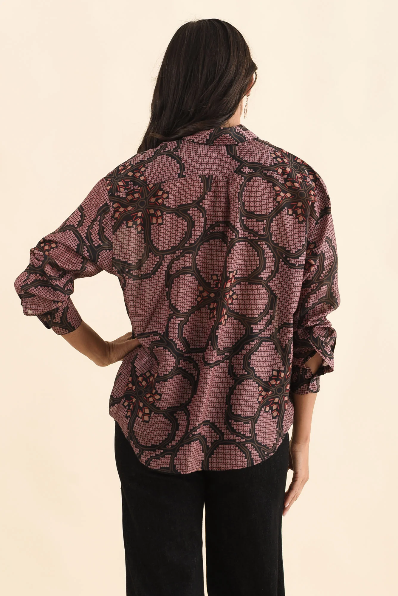 Isa Pink Floral Cotton Silk Shirt - Image 4