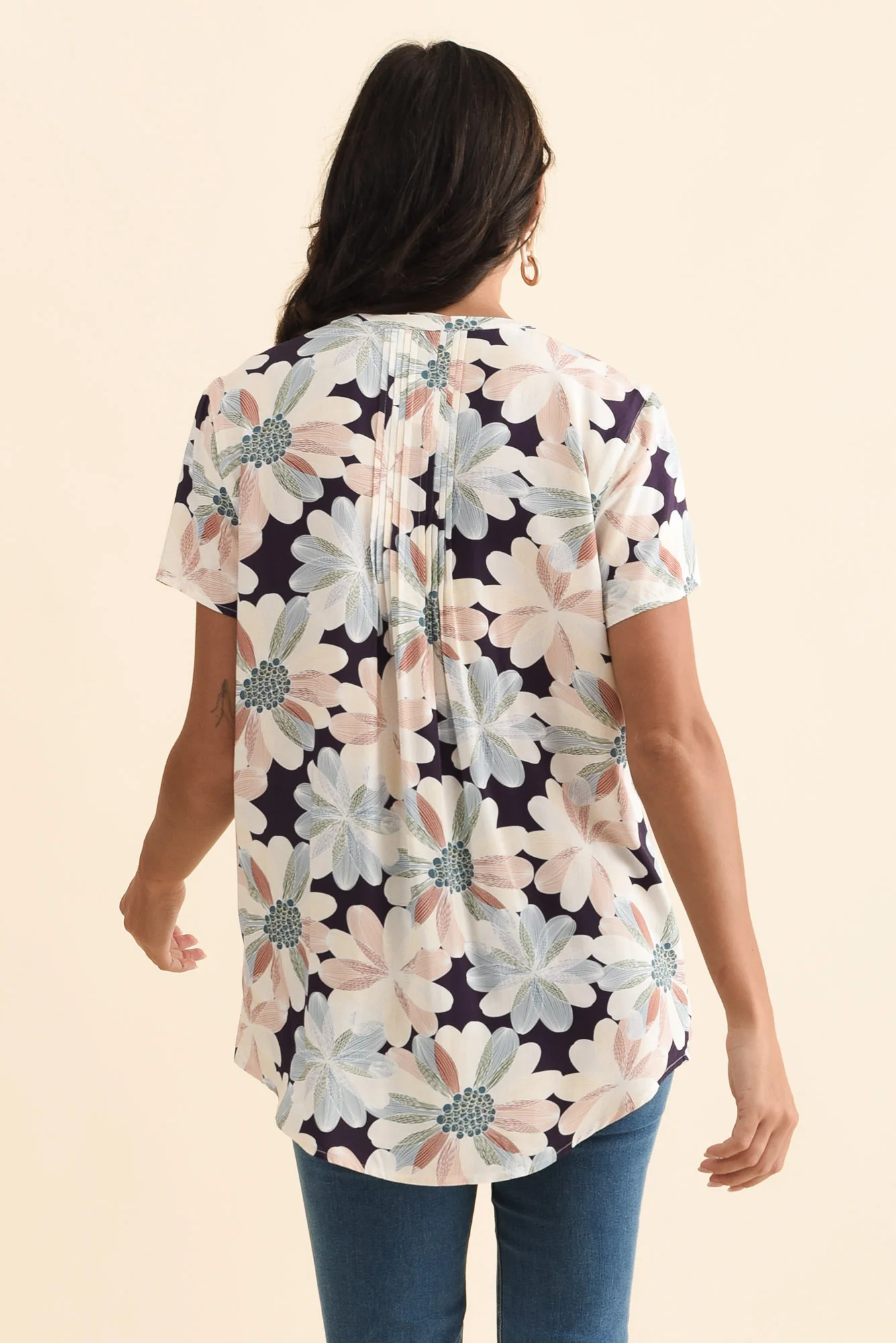 Isobel Blue Flower Button Top - Image 5