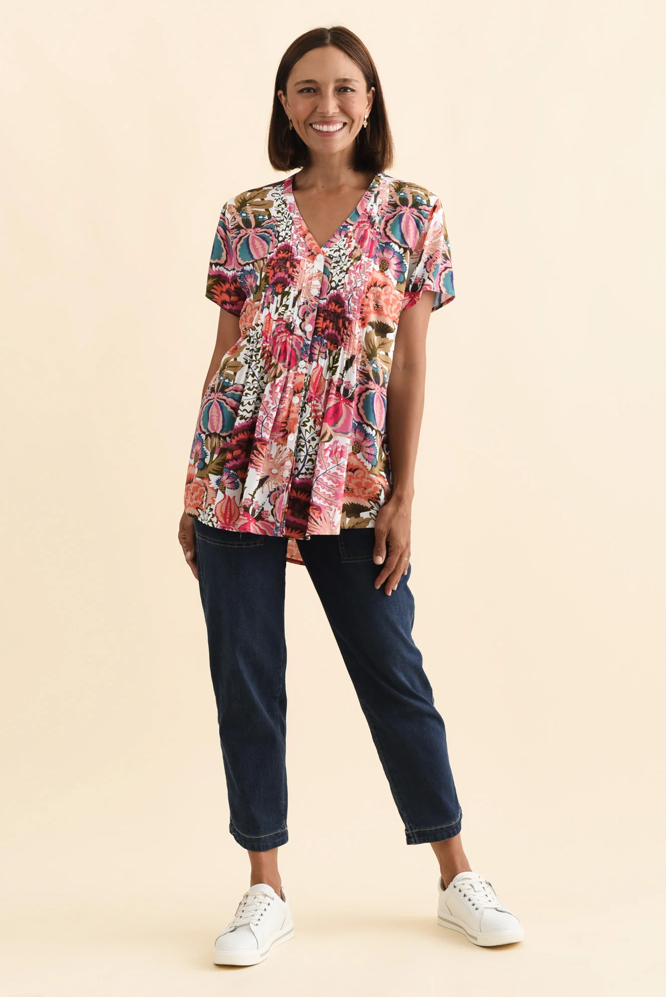 Isobel Pink Garden Button Top - Image 3
