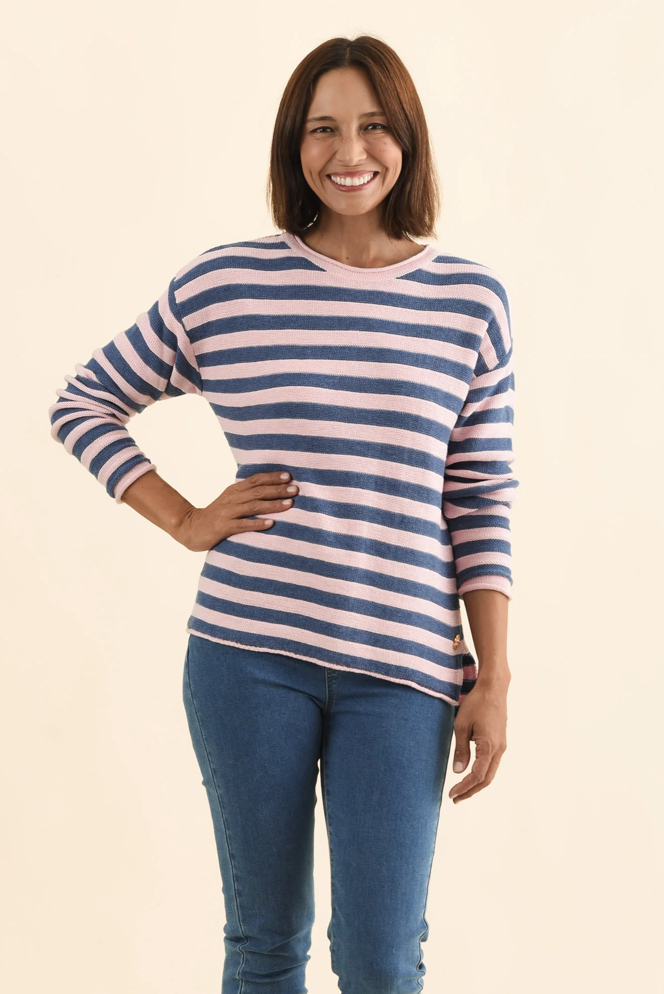 Ivana Pink Stripe Organic Cotton Knit Jumper