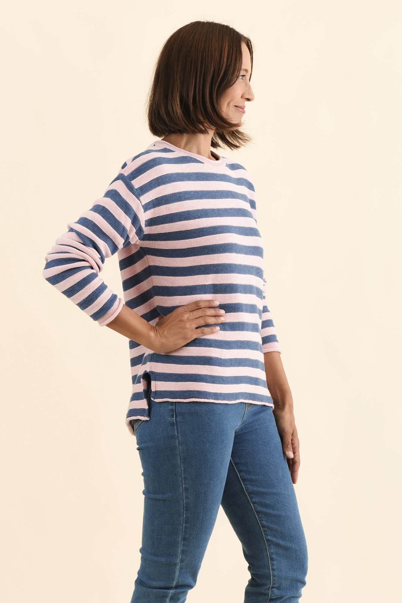 Ivana Pink Stripe Organic Cotton Knit Jumper - Image 3