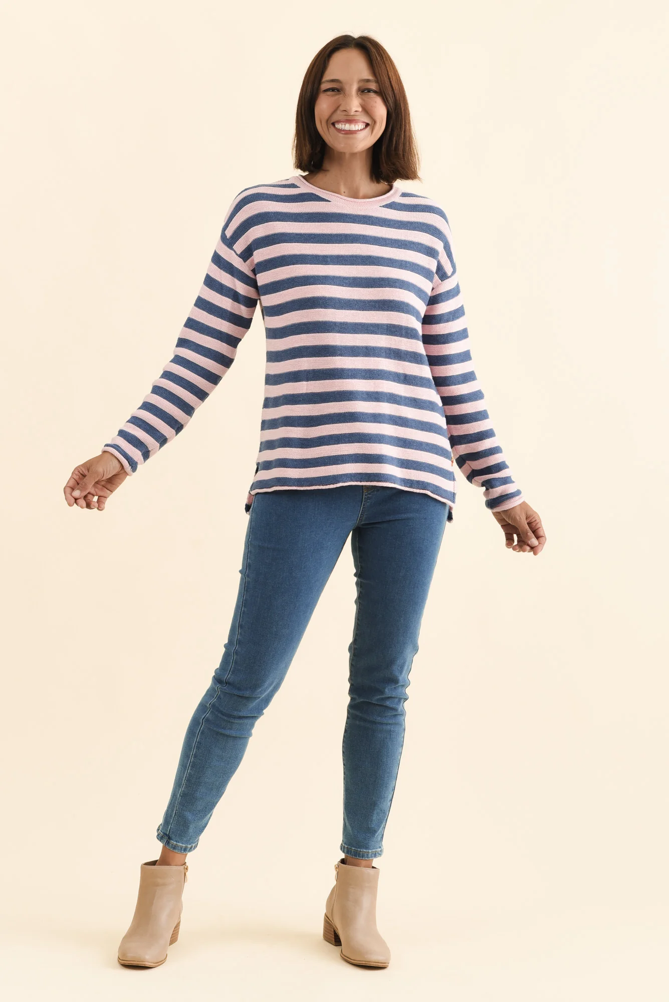 Ivana Pink Stripe Organic Cotton Knit Jumper - Image 6