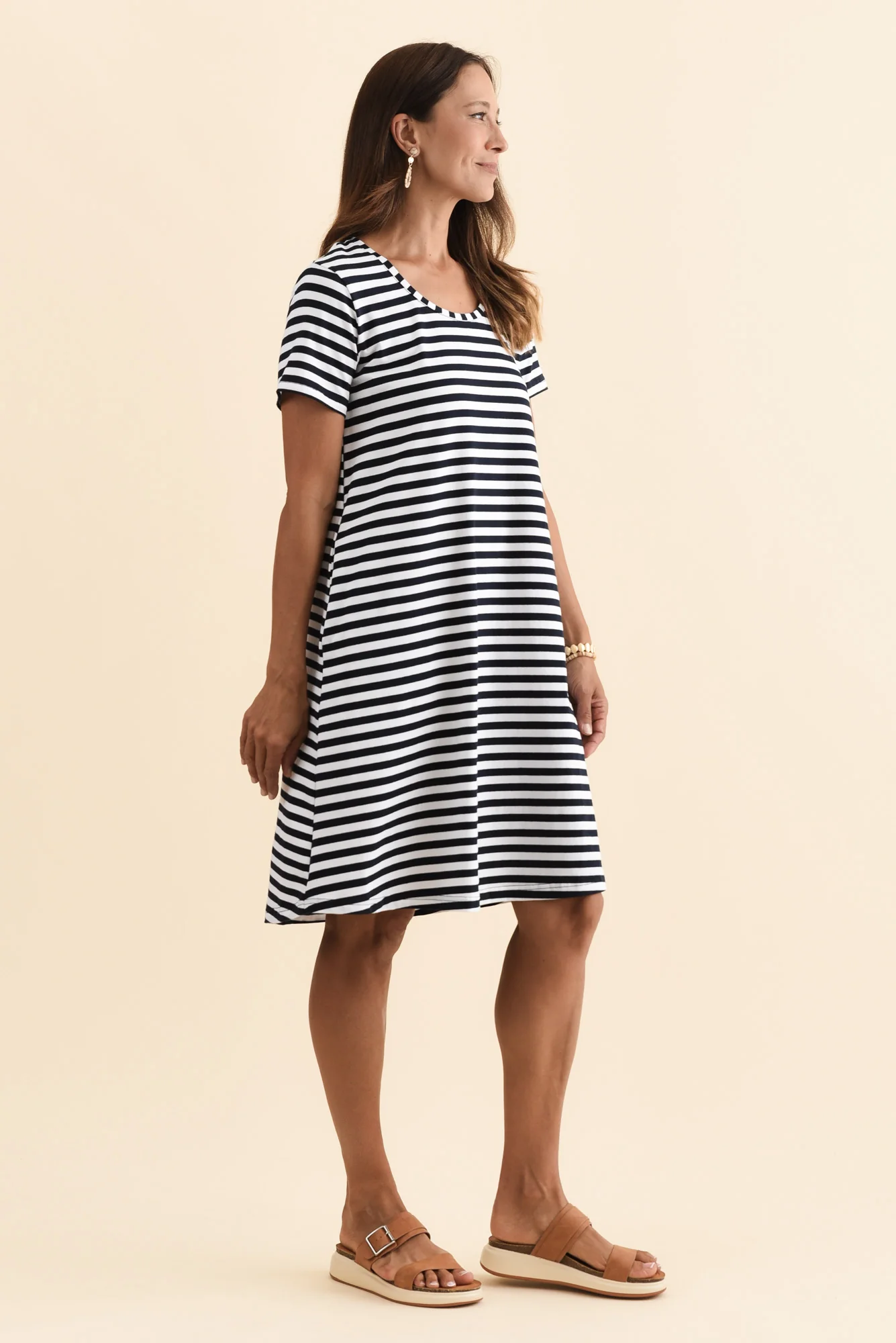 Izzy Navy Stripe Cotton Tee Dress - Image 4