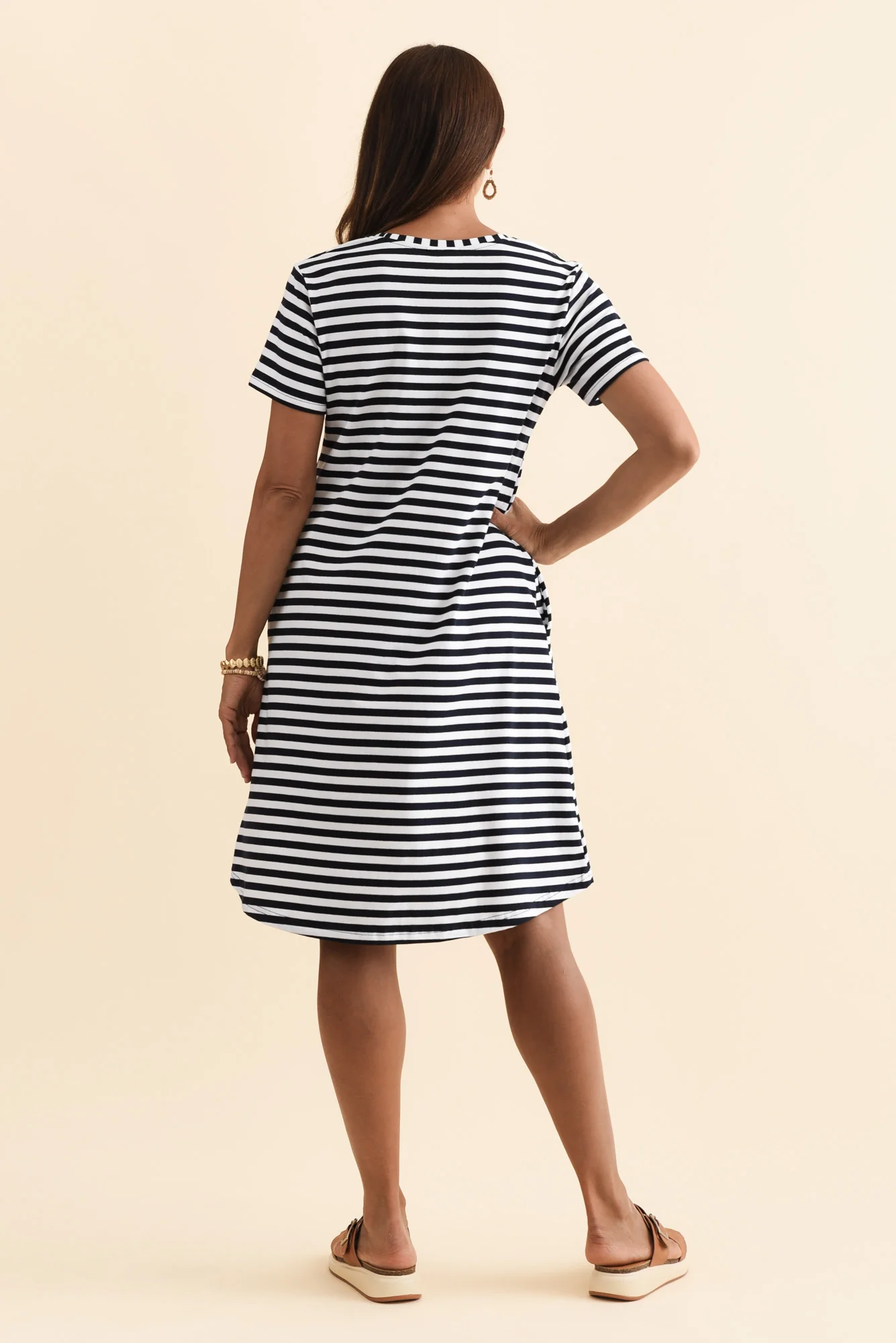 Izzy Navy Stripe Cotton Tee Dress - Image 5