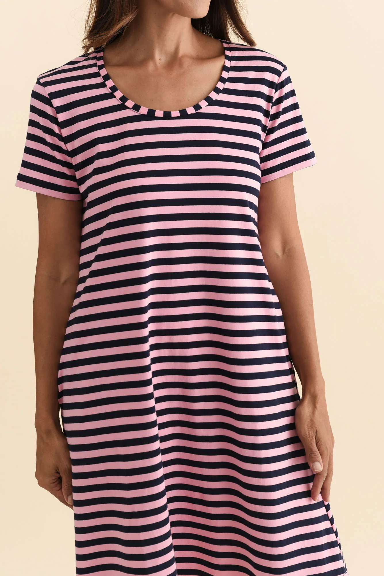 Izzy Pink Stripe Cotton Tee Dress - Image 6