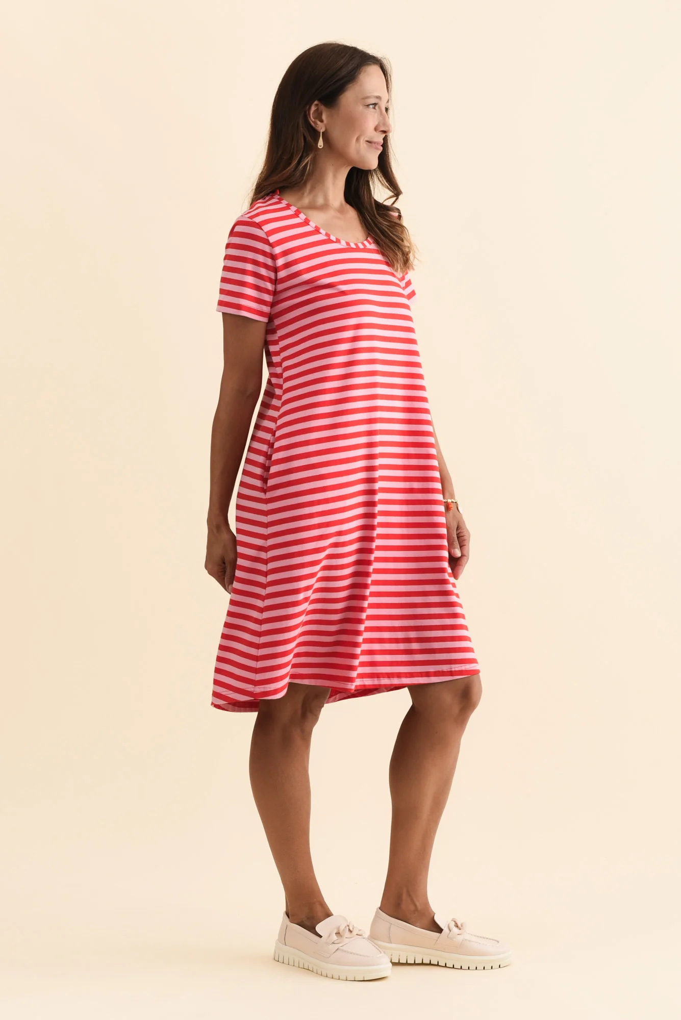 Izzy Red Stripe Cotton Tee Dress - Image 4