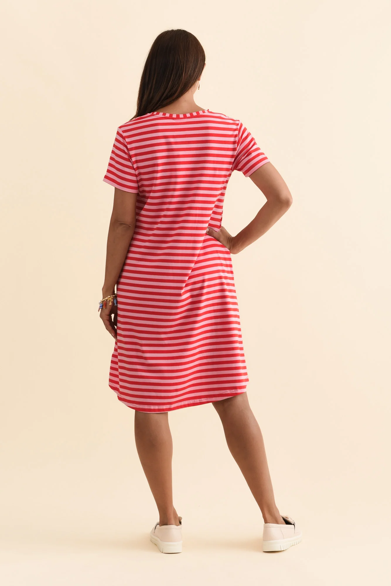 Izzy Red Stripe Cotton Tee Dress - Image 5