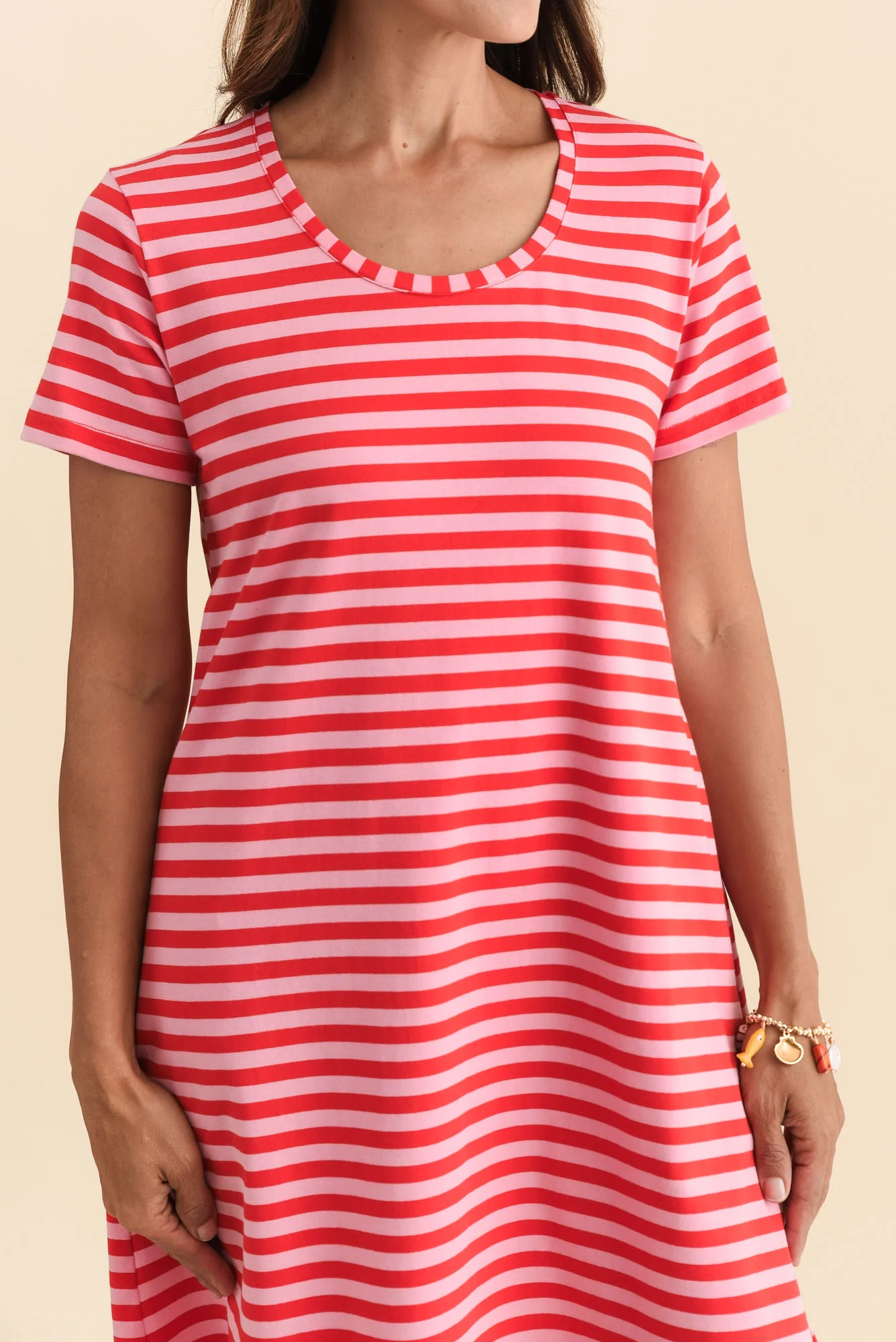 Izzy Red Stripe Cotton Tee Dress - Image 6