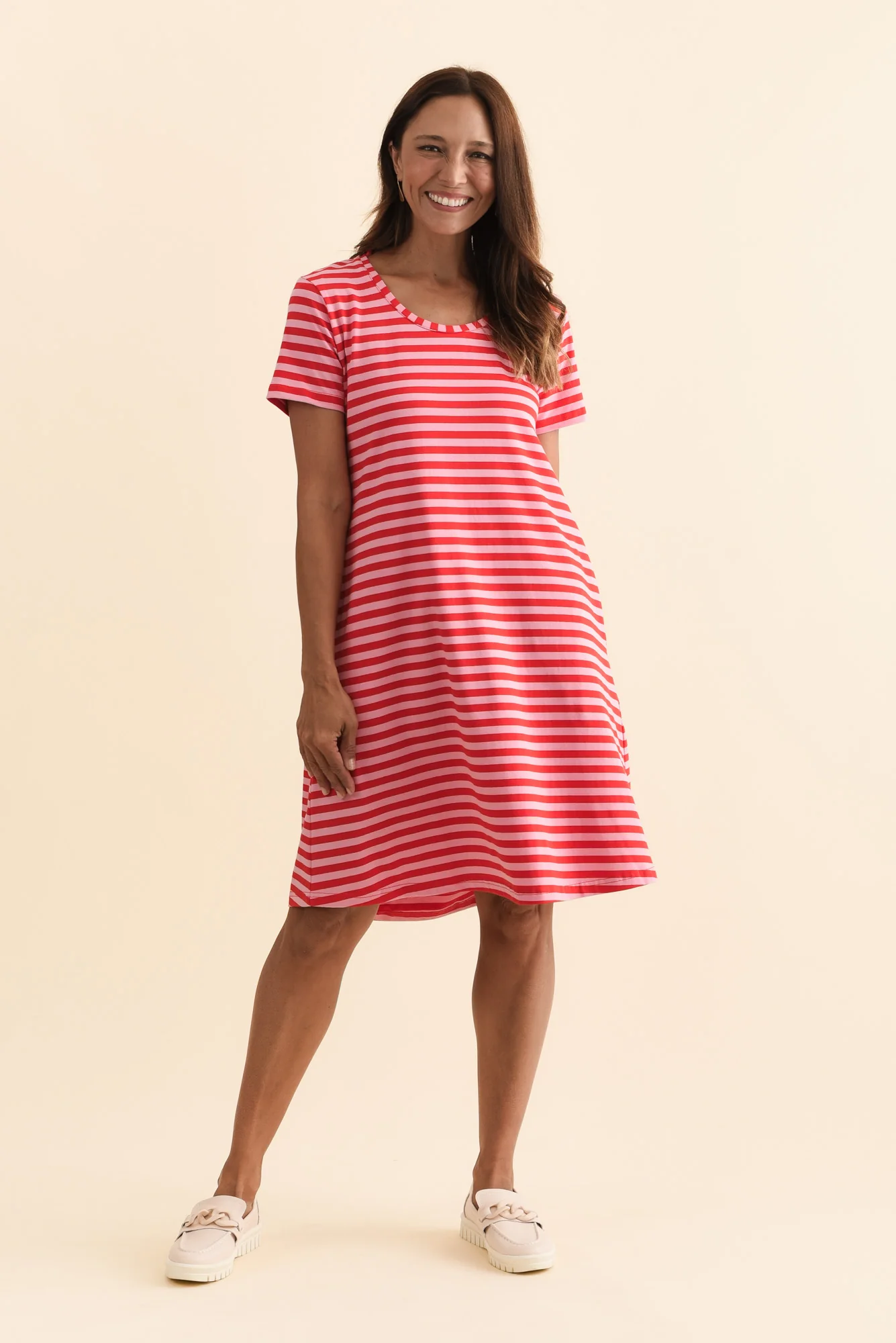 Izzy Red Stripe Cotton Tee Dress - Image 7