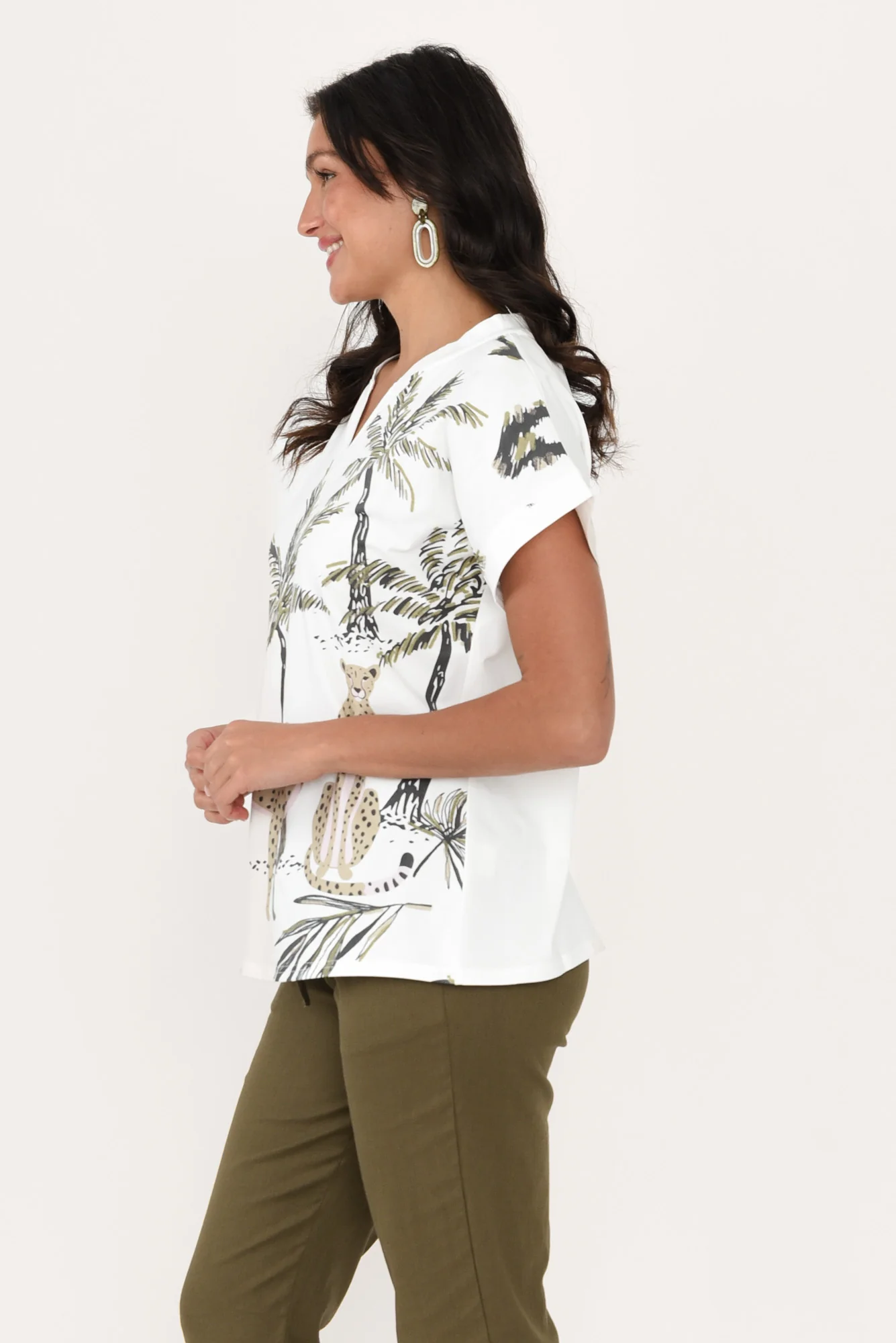 Jacinda White Jungle Cotton Top - Image 3