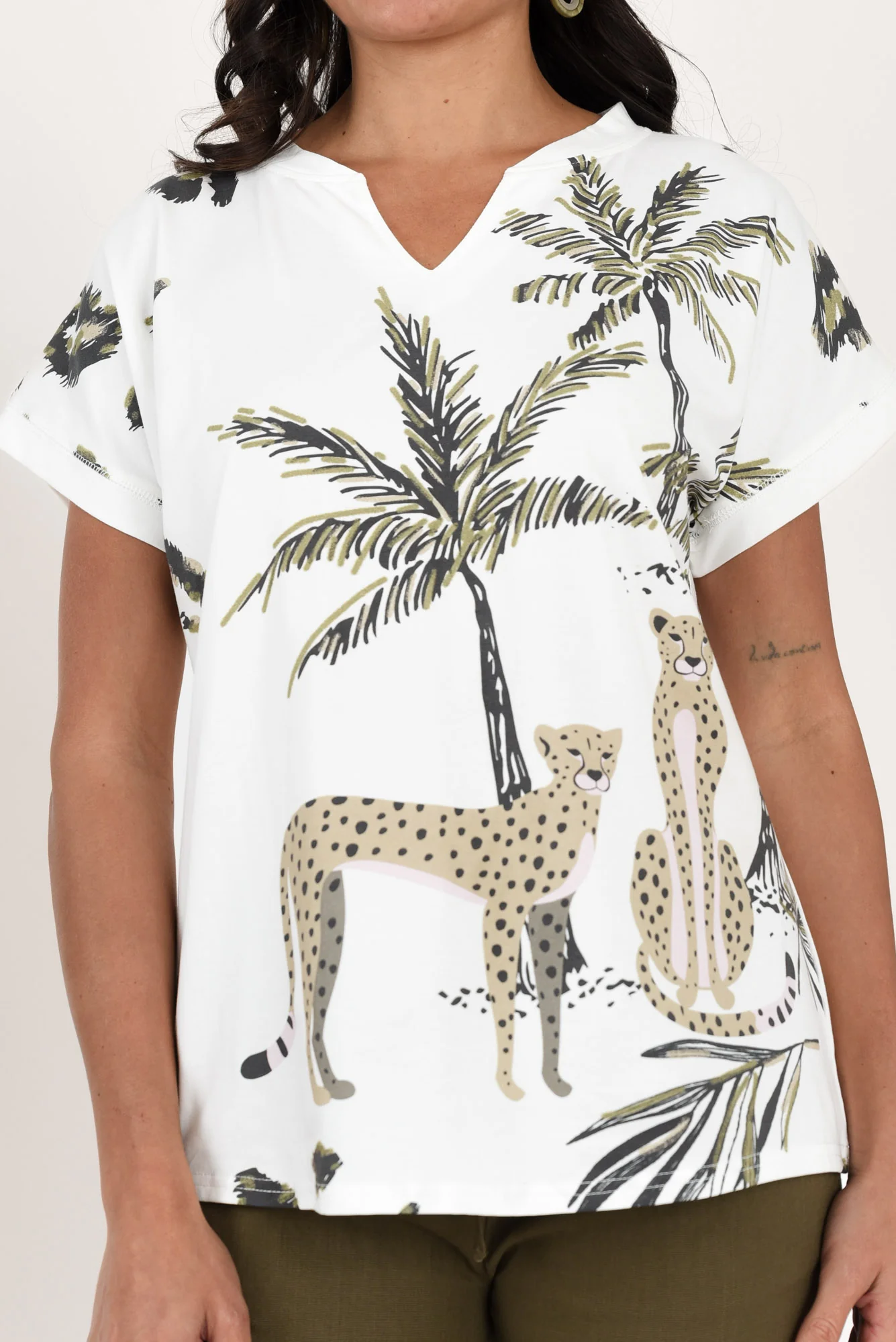 Jacinda White Jungle Cotton Top - Image 5