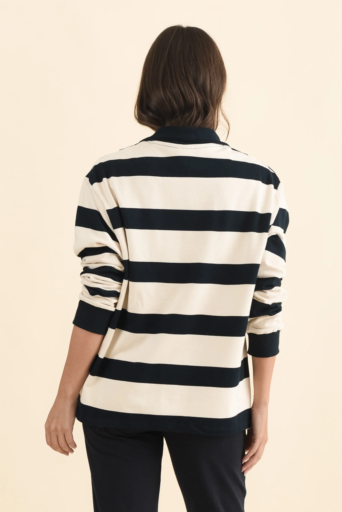 Jade Navy Stripe Cotton Half Zip Sweatshirt - Image 4