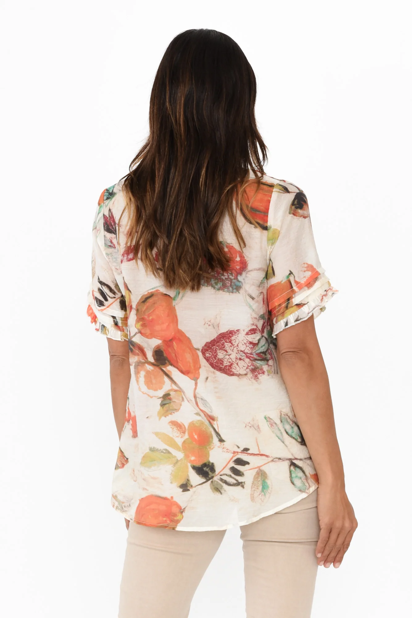 Janelle Orange Harvest Flutter Sleeve Top - Image 4