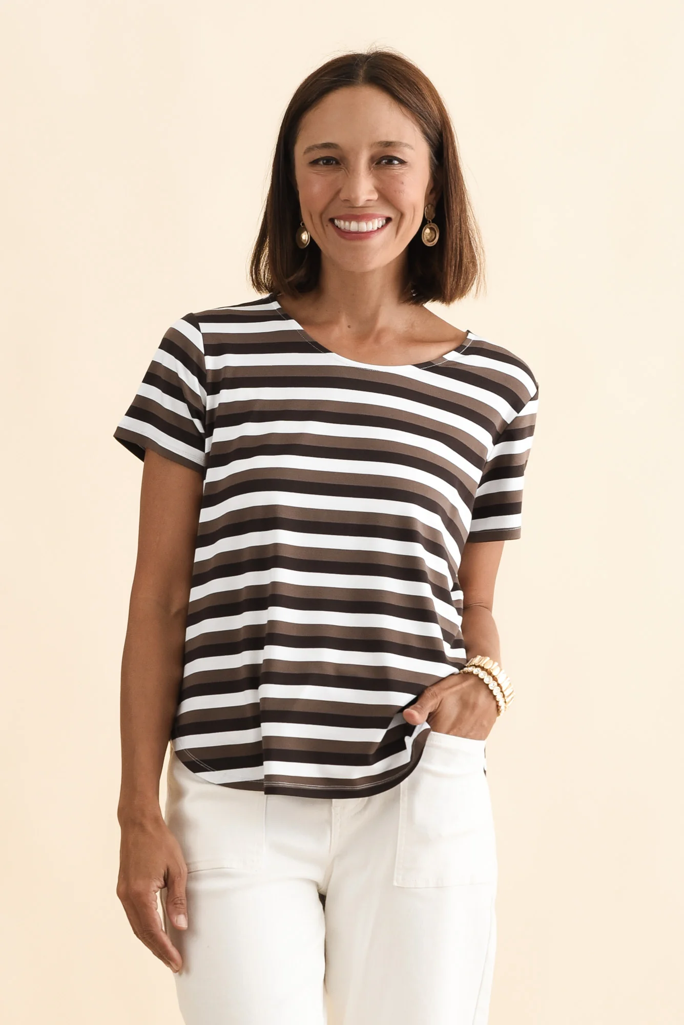 Janis Brown Stripe Bamboo Tee