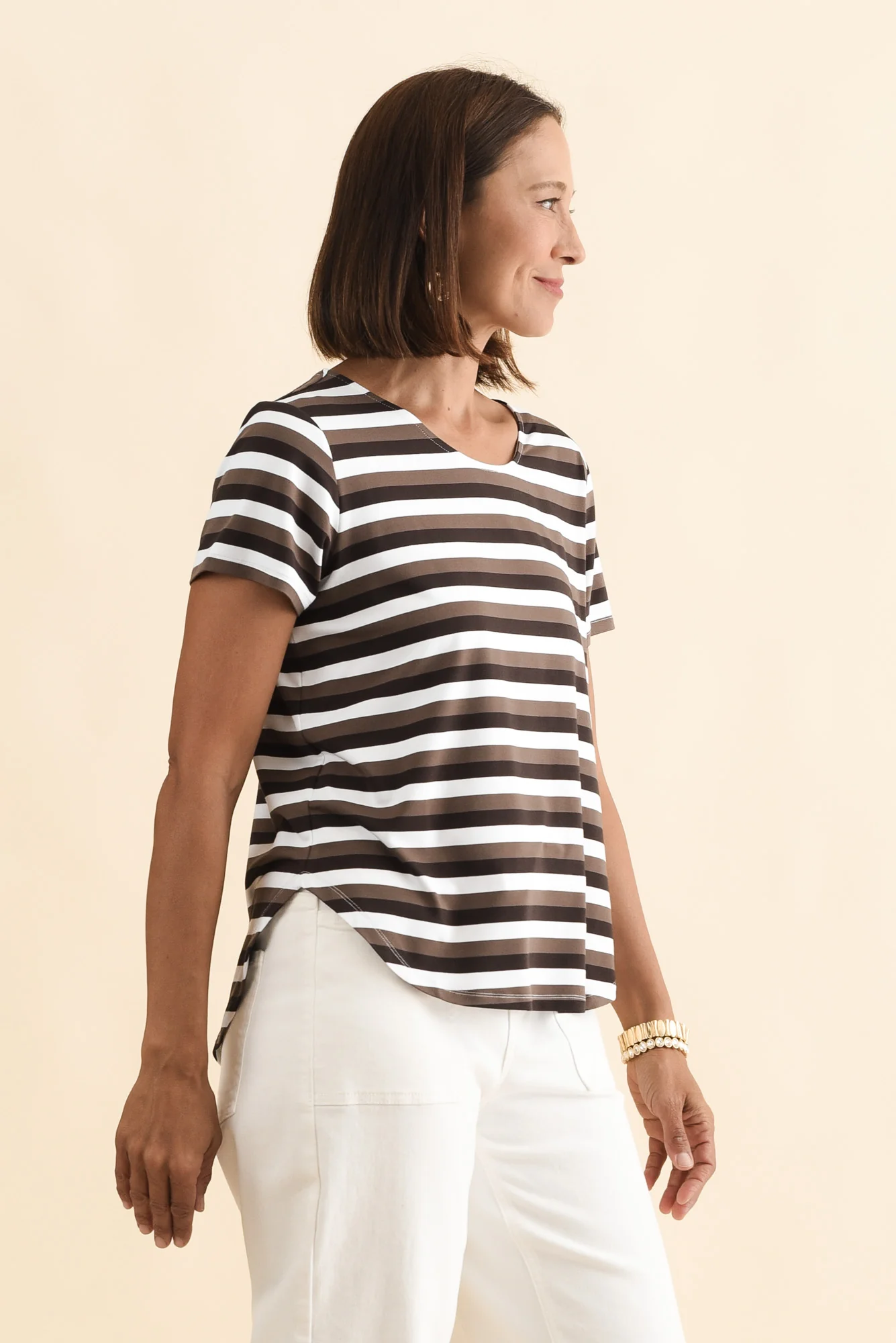Janis Brown Stripe Bamboo Tee - Image 3