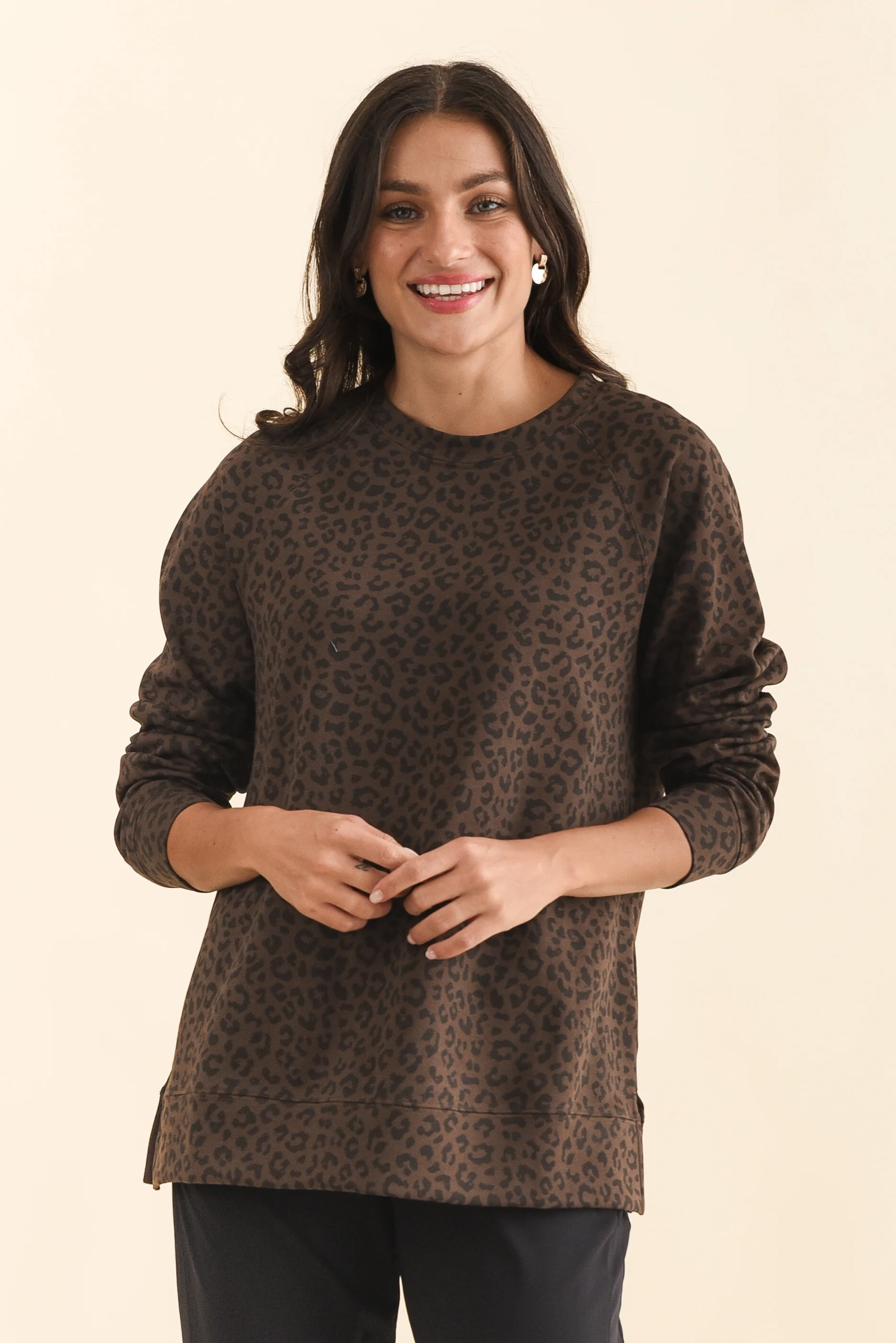 Jayden Brown Leopard Crew Sweatshirt