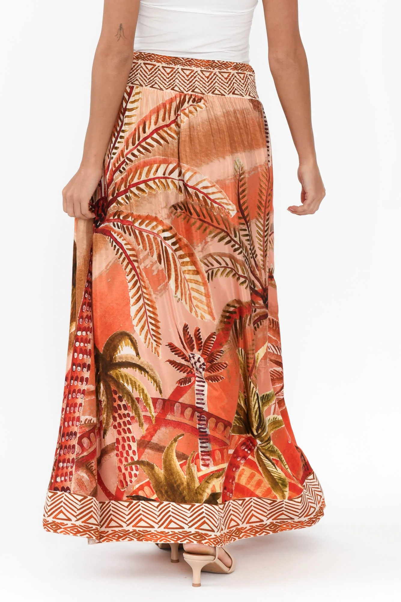 Jeannie Orange Palm Maxi Skirt - Image 4