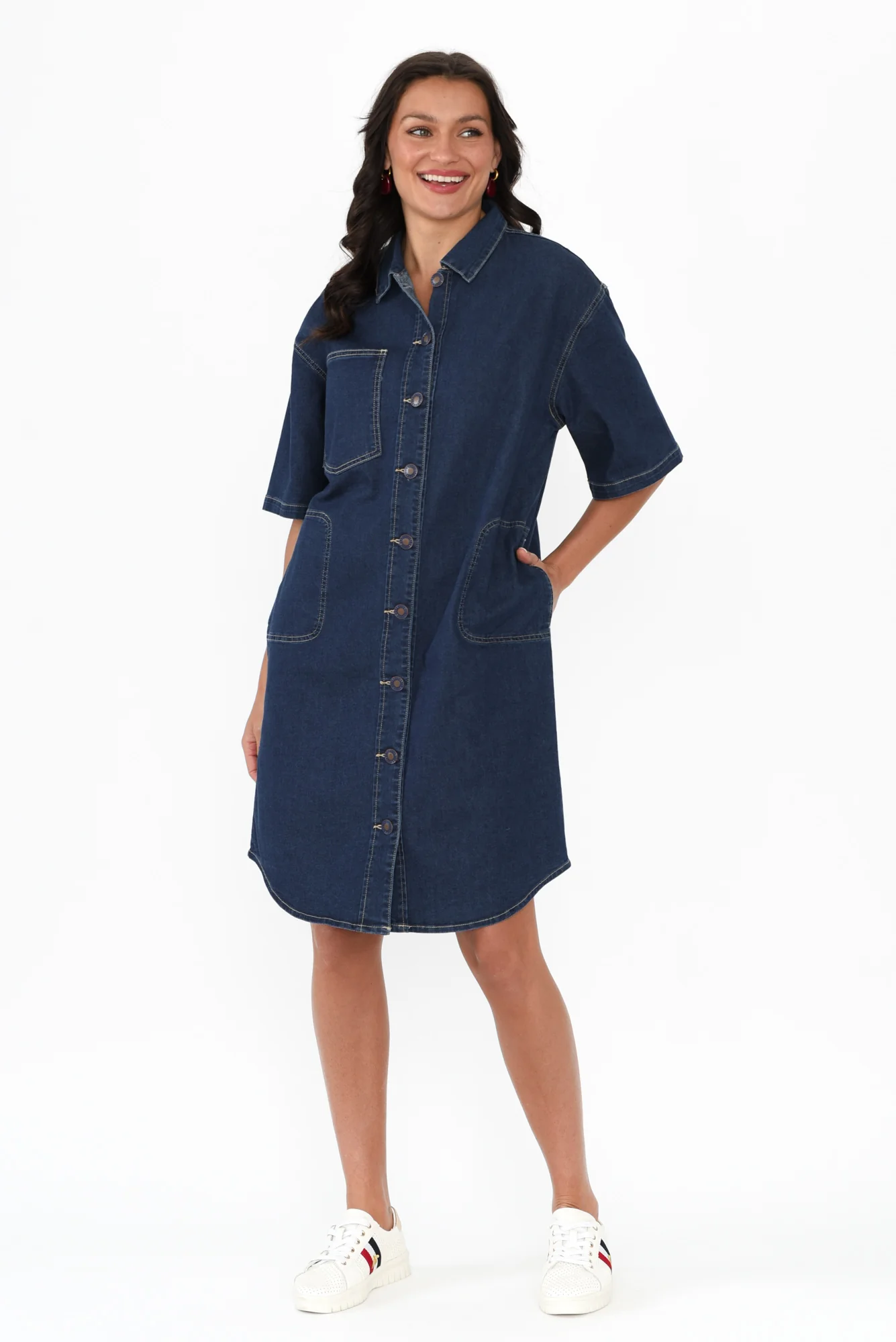 Jenna Blue Denim Shirt Dress - Image 3