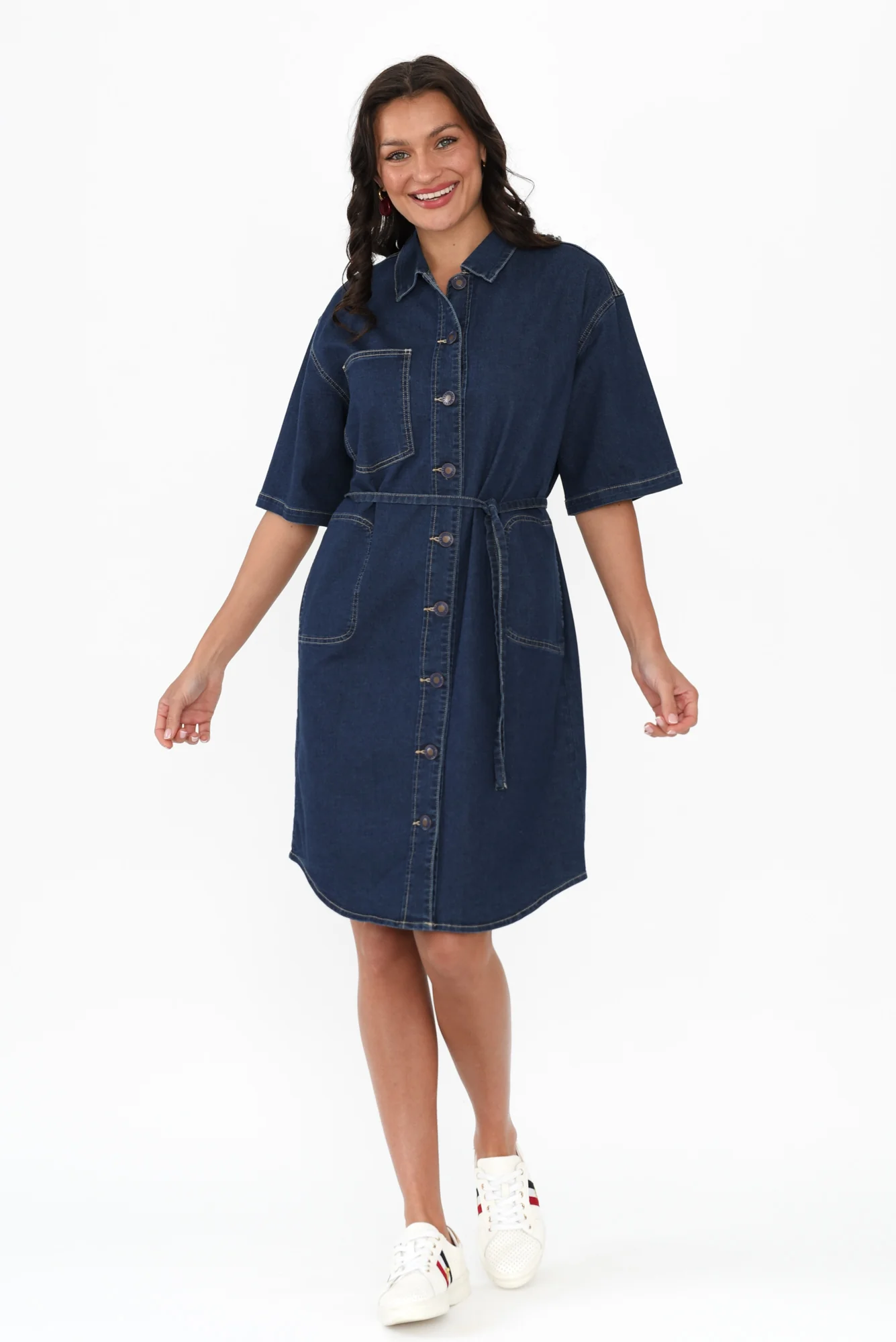 Jenna Blue Denim Shirt Dress - Image 7