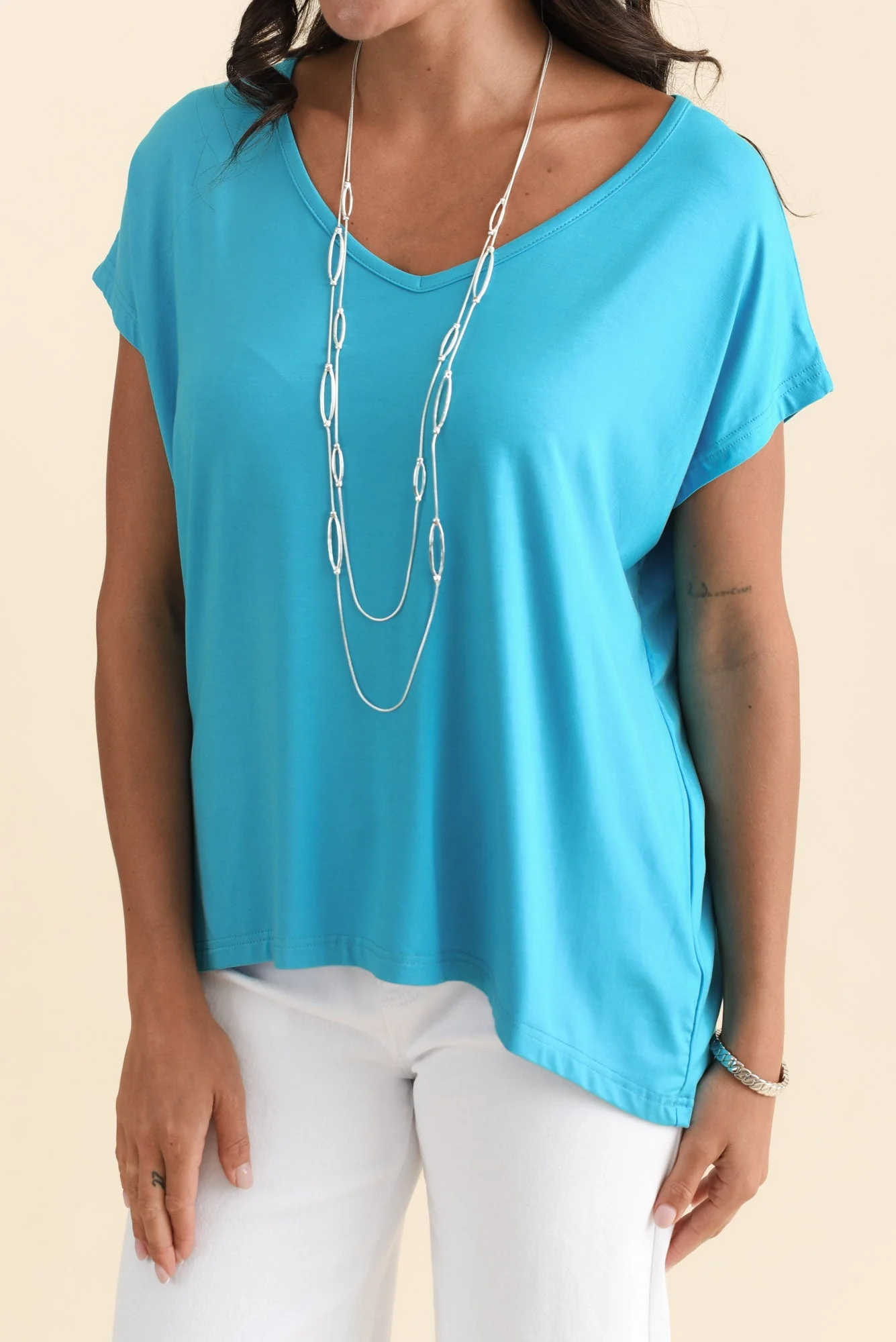 Jenner Blue V Neck Tee - Image 5