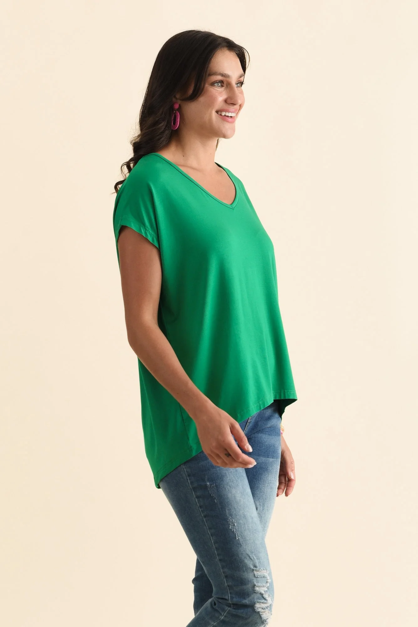 Jenner Green V Neck Tee - Image 4