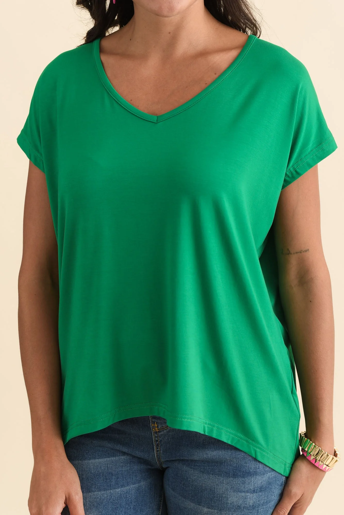 Jenner Green V Neck Tee - Image 6