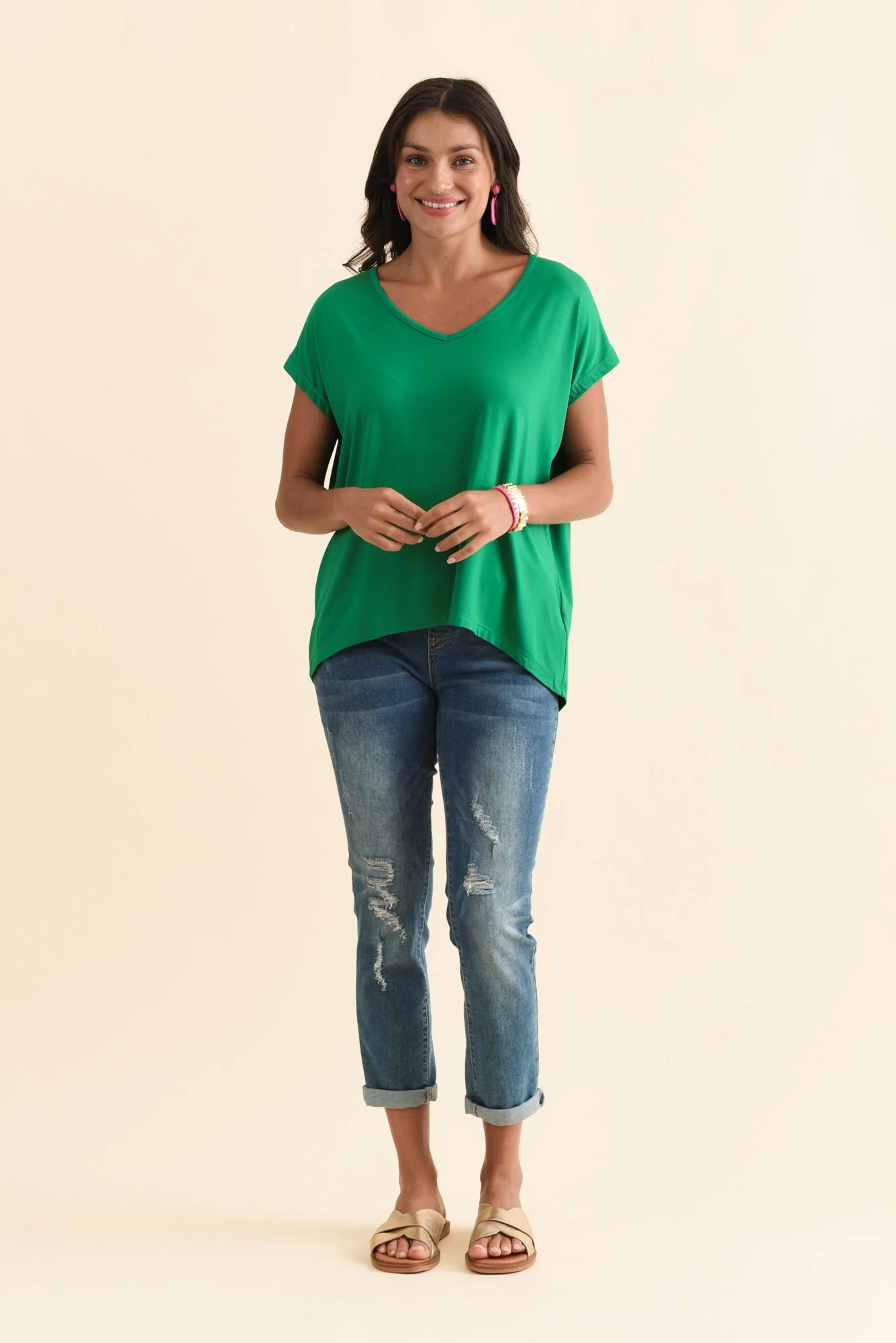 Jenner Green V Neck Tee - Image 7