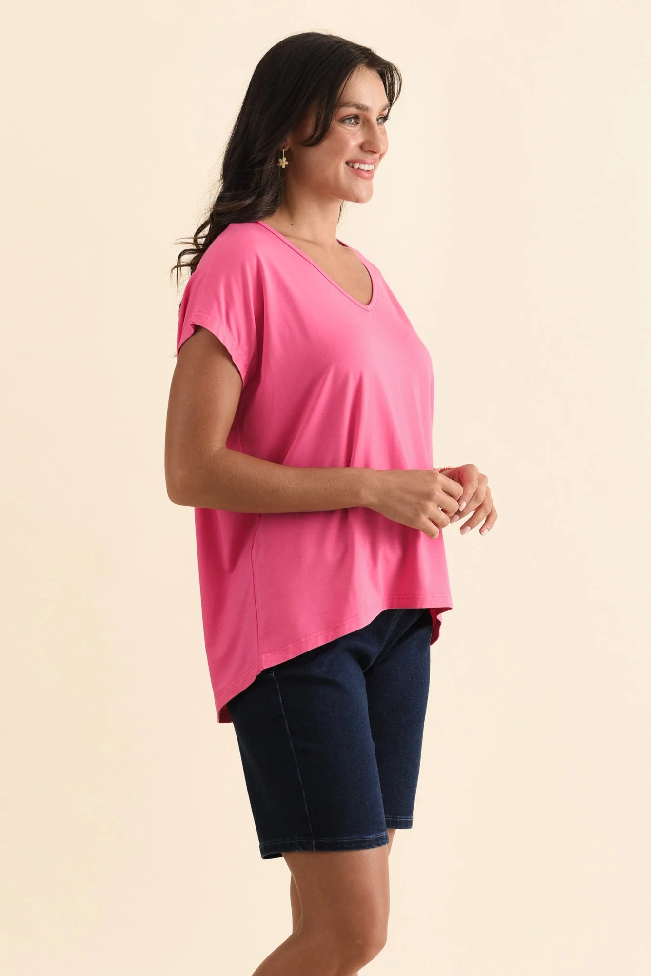 Jenner Pink V Neck Tee - Image 3