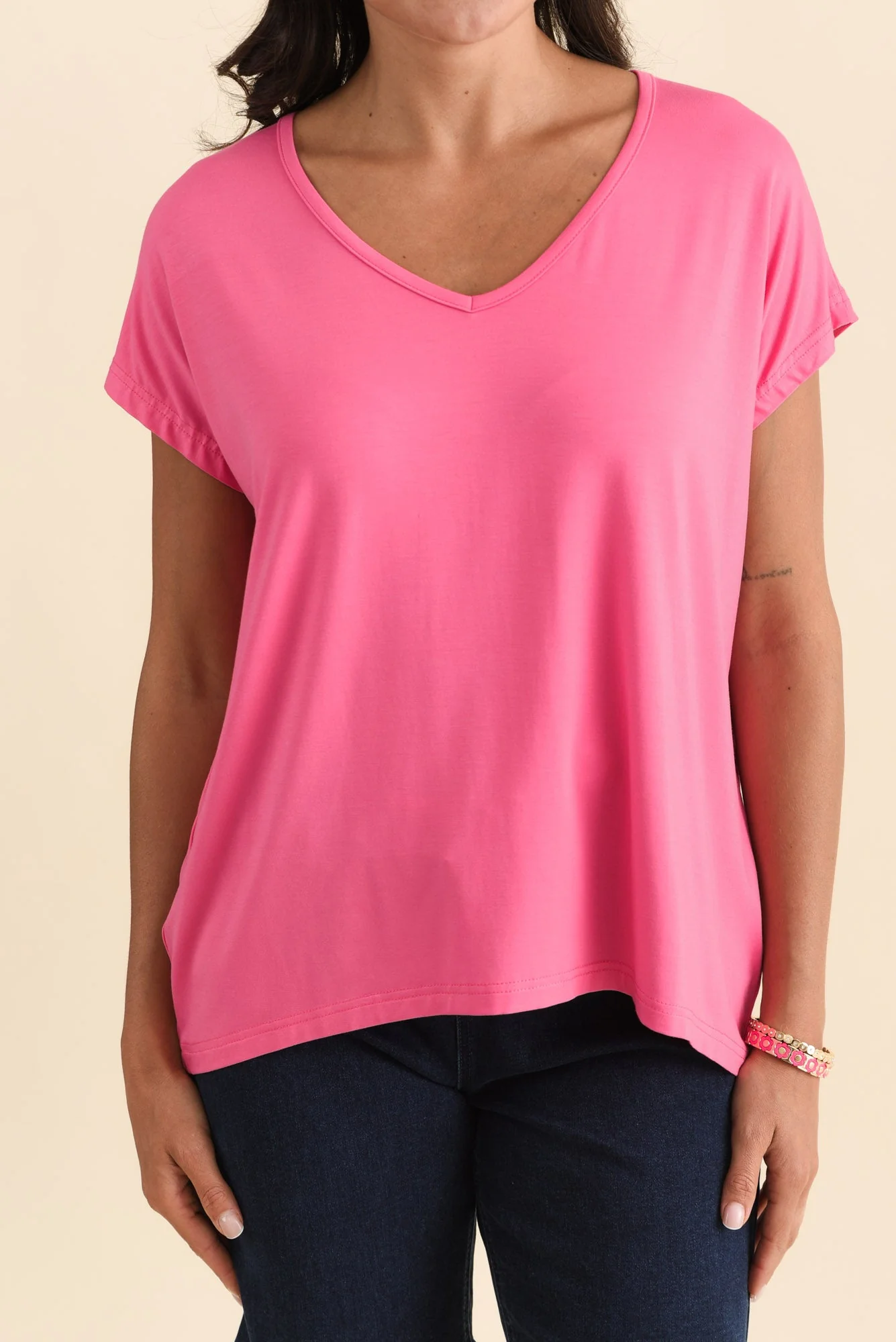 Jenner Pink V Neck Tee - Image 5