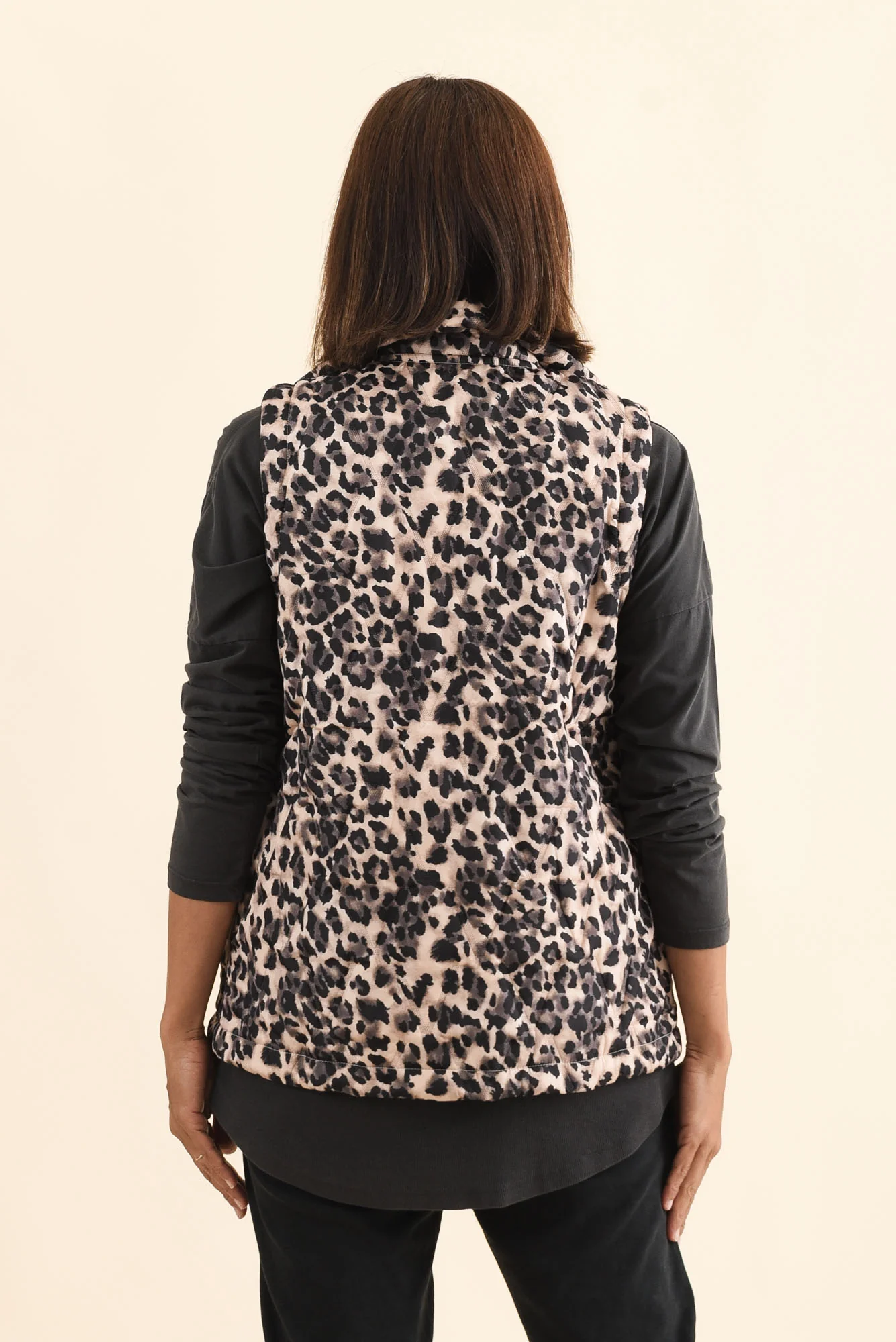 Johnny Brown Leopard Puffer Vest - Image 5