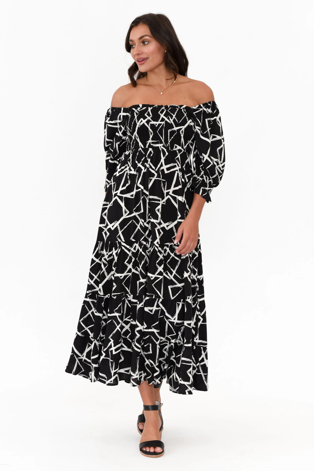 Jonathan Black Geo Shirred Maxi Dress - Image 3